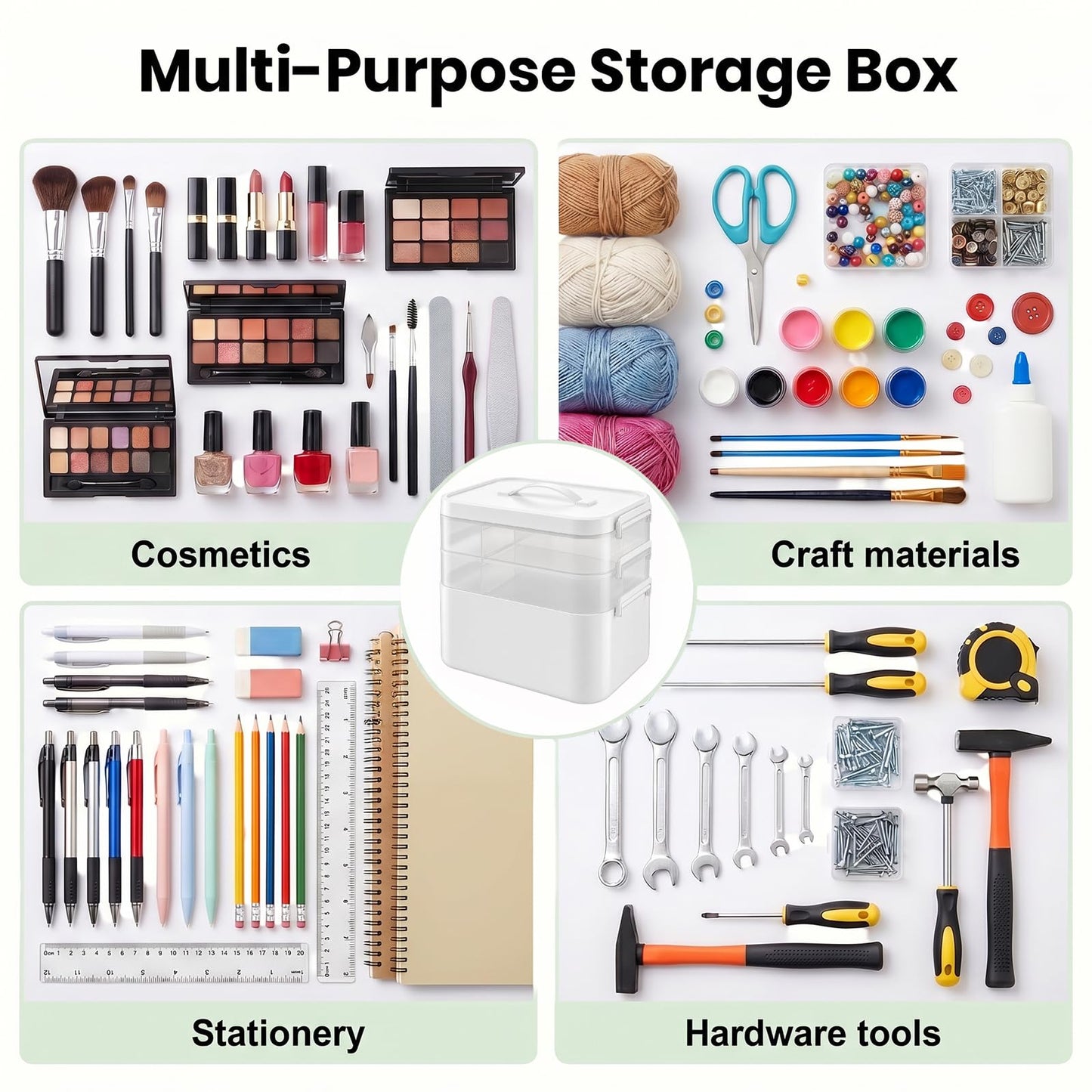 Stidyzo Medicine Storage Box, 3-layer Stackable Storage Box