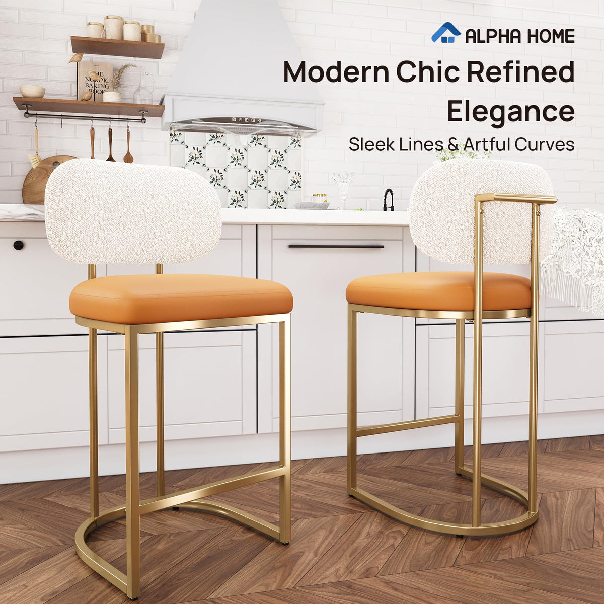 ALPHA HOME Bar Stools Set Counter Chairs with Backs and 9 CM Seat