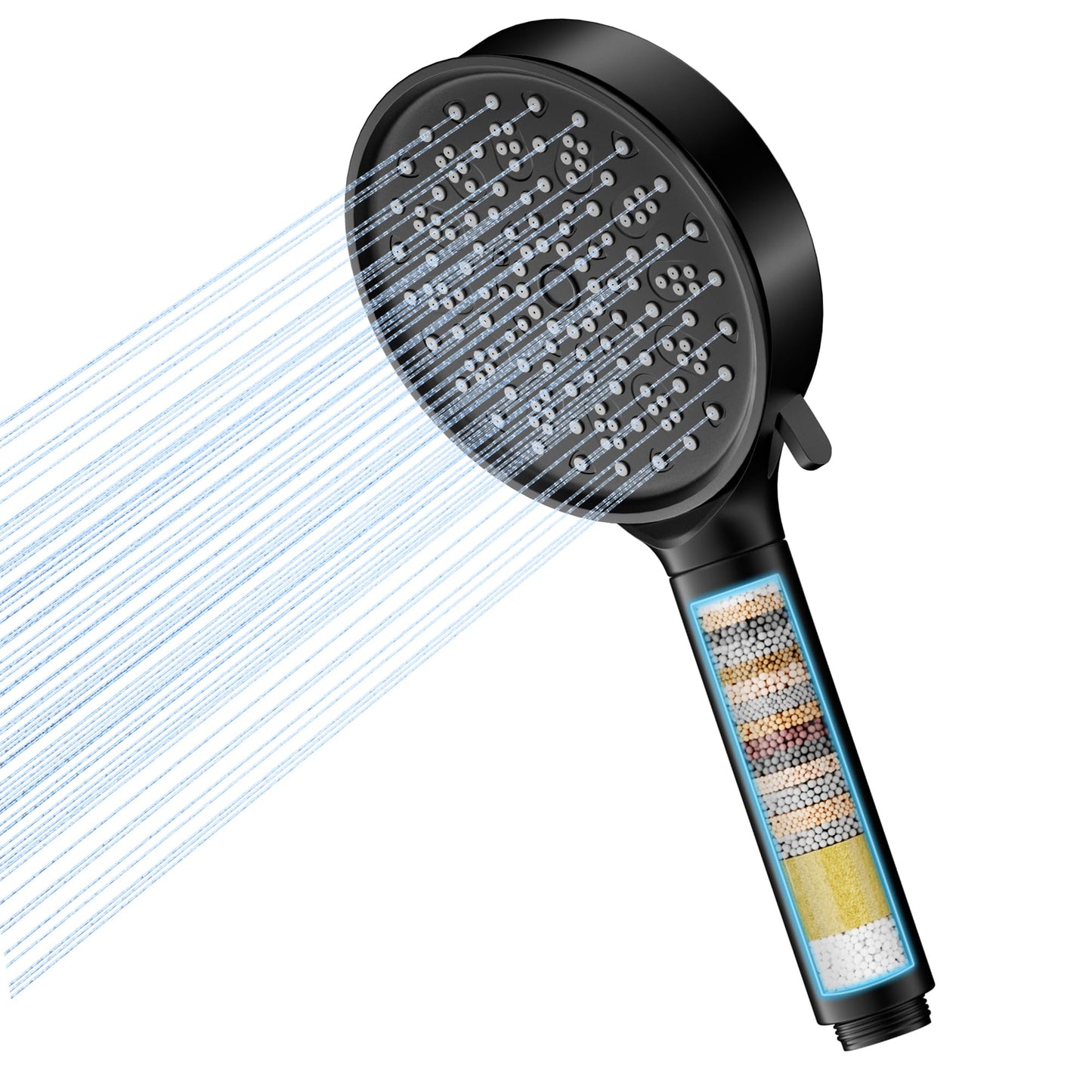 Hard Water Filter Shower Head with 6 Spray Modes, High Pressure Water Saving Shower Head with 20 Layers Filtration, Power Shower Heads with Showerhead