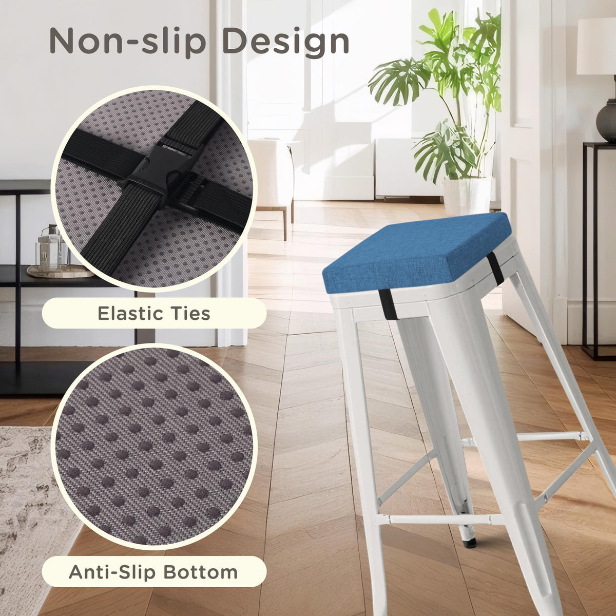 MineCozy Bar Stool Cushions Square 12" x 12" 1 Piece Blue