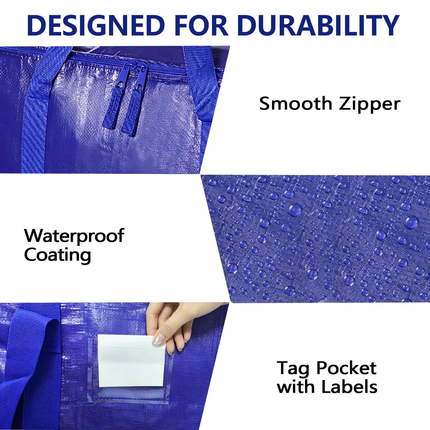 YINKIGI 4 Pcs Extra Large Strong Moving Bags, 94L Storage Bags with Zips
