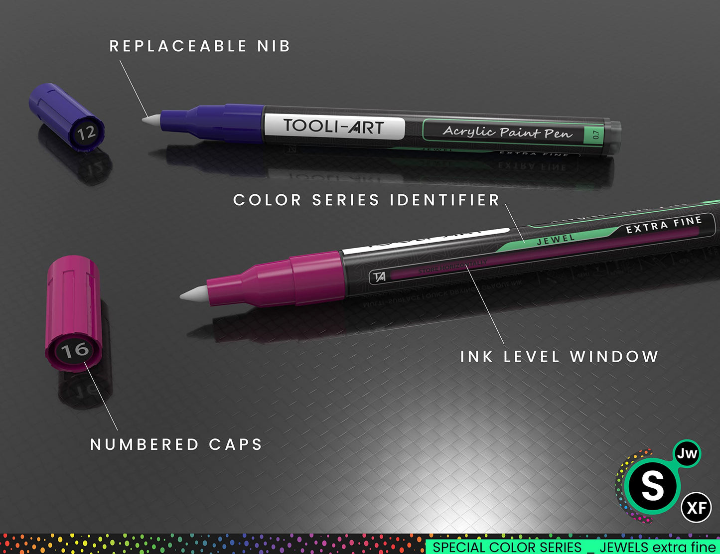 TOOLI-ART Acrylic Paint Markers Paint Pens Special Colours Set For Rock Painting, Canvas, Fabric, Glass, Mugs, Wood, Ceramics, Plastic, Multi-Surface.