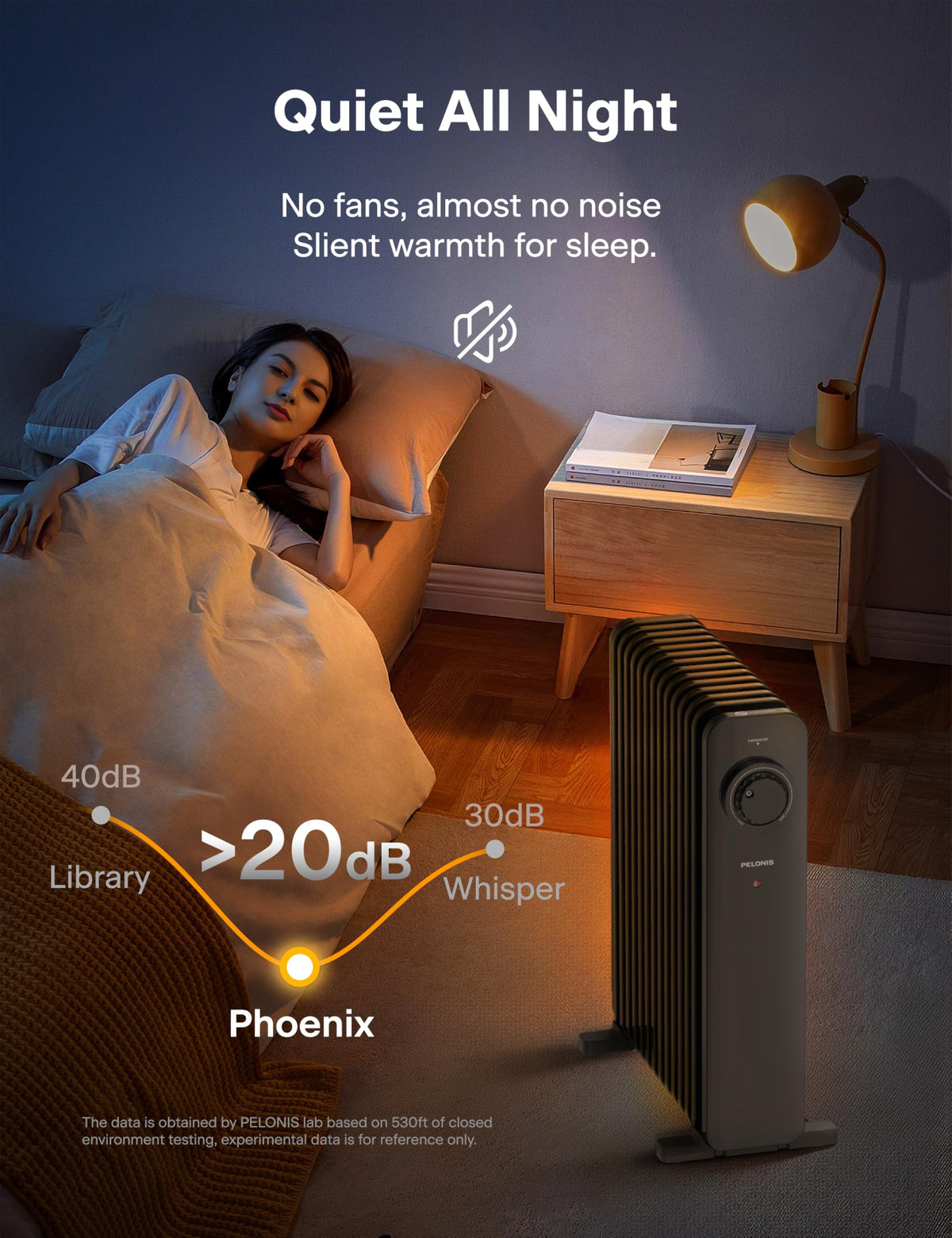 PELONIS PHOENIX 13M Oil Filled Radiator 2500W, Silent Space Heater - 13 Fins with Adjustable Thermostat, Black