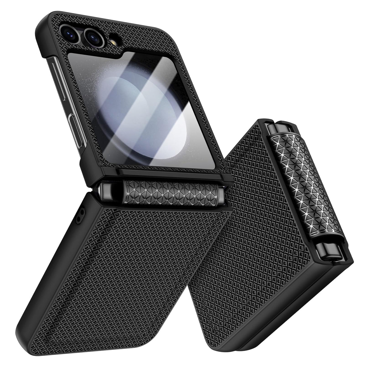 Doeshine for Samsung Galaxy Z Flip 5 Case with Back Screen Protector & Hinge Protection, Slim Fit Stylish Texture Non-Slip Hard Shockproof Protective