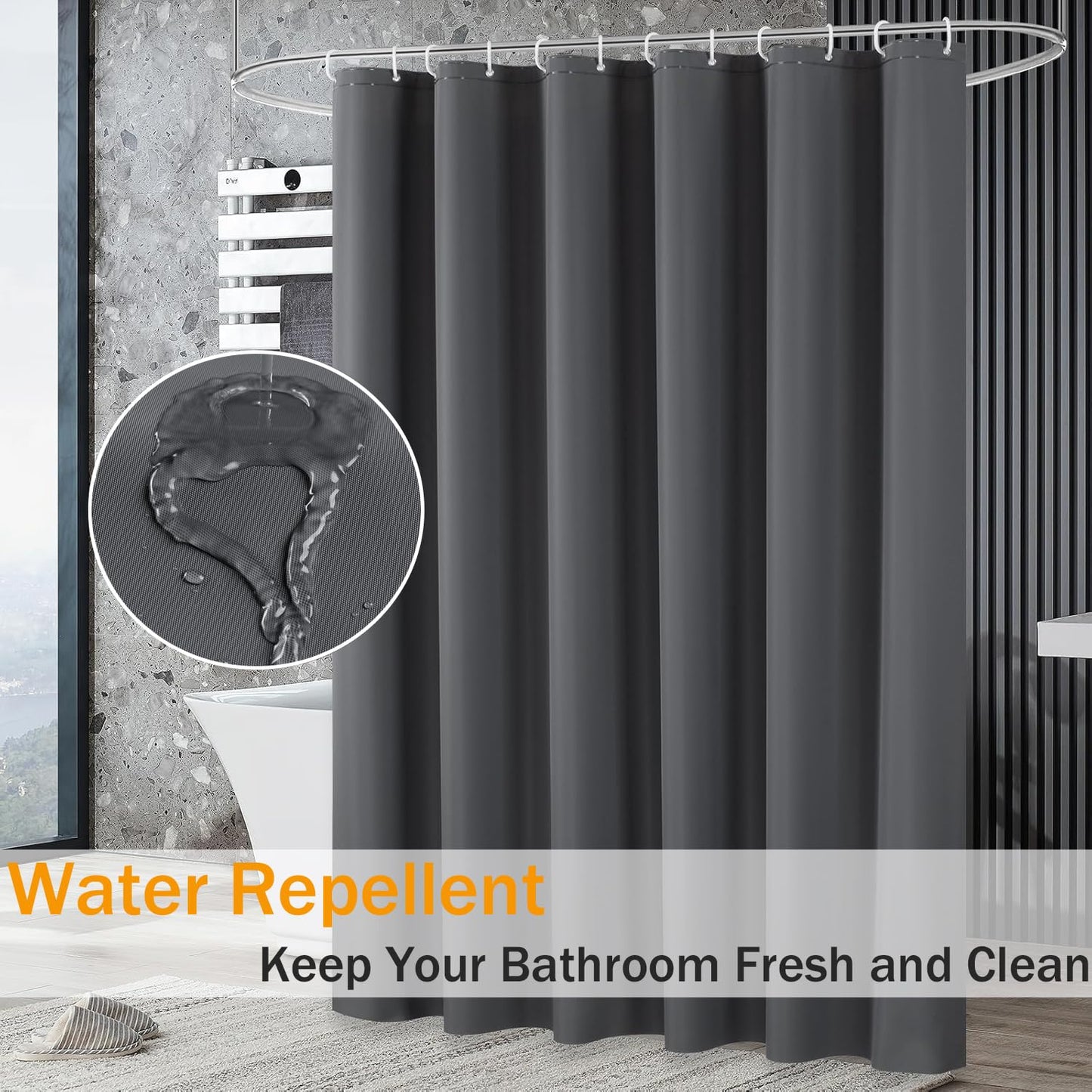HUIBOHOU Shower Curtain, Mould Proof and Mildew Resistant Washable Bathroom Curtains, Shower Curtain for Bathroom, Bath Curtains with Hooks