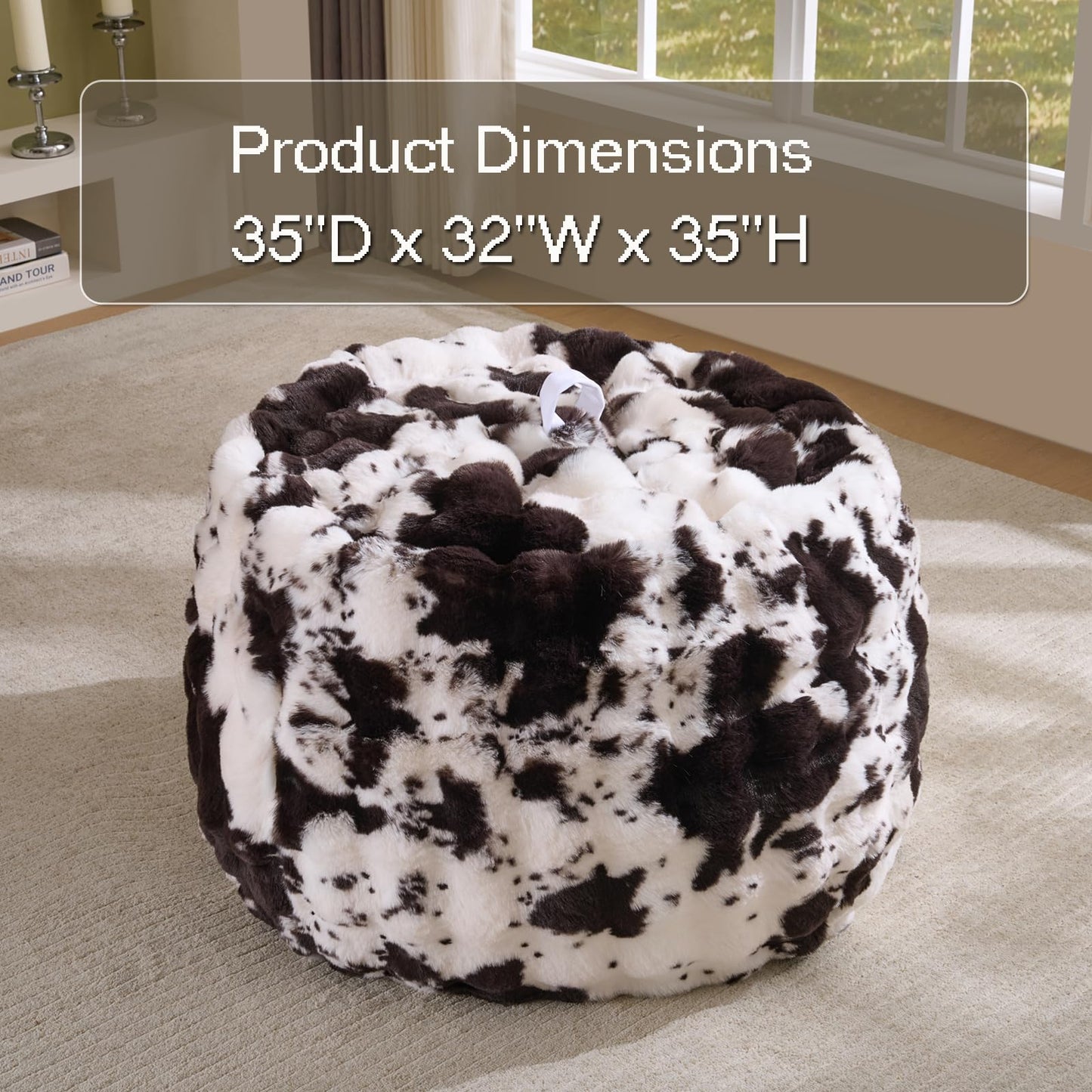 Fluffy Faux Rabbit Fur Bean Bag Chair Cover(No Filler),Cozy Shaggy Bubble Stuffed Animal Storage Large Bean Bag Cover for Bedroom Living Room,Fuzzy