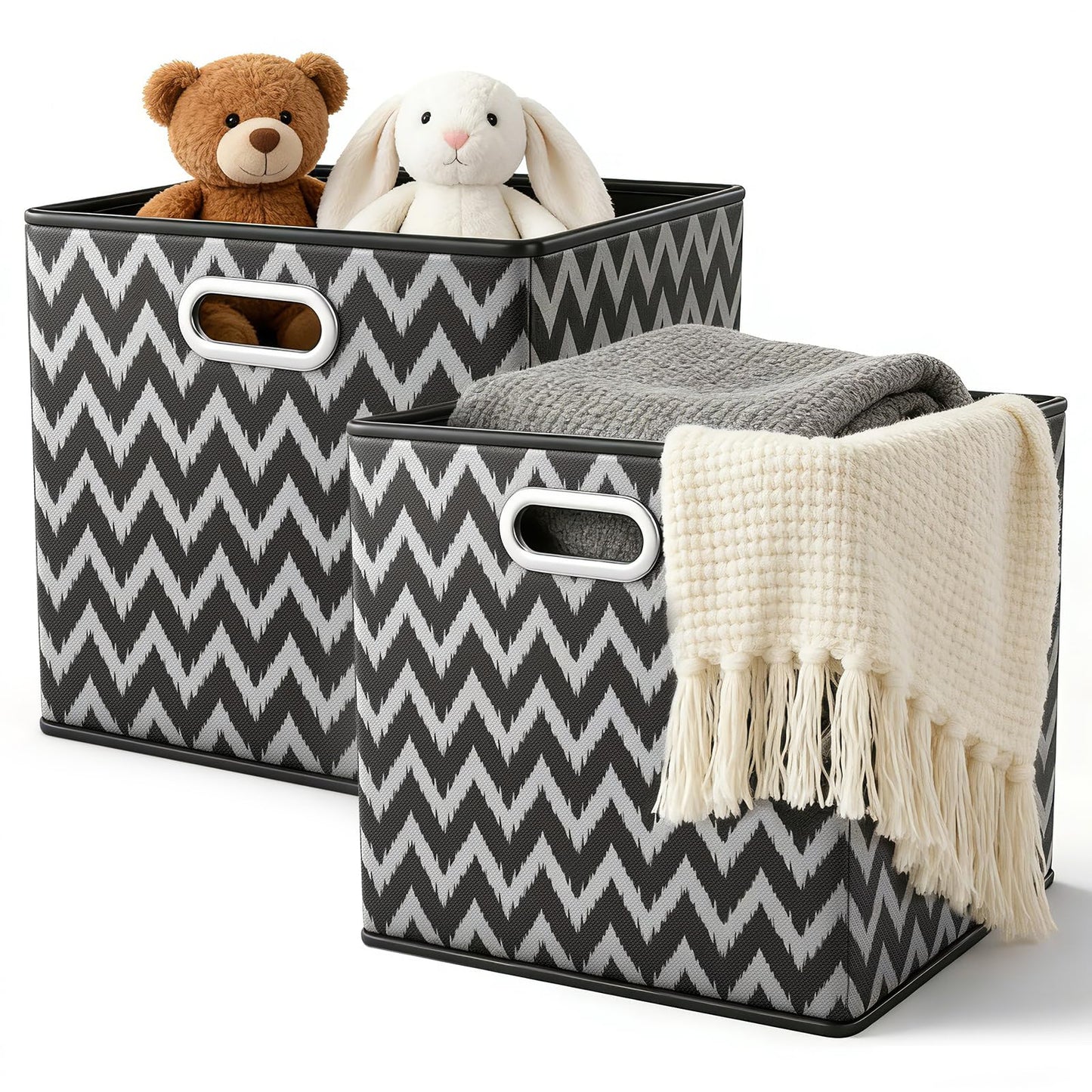ARVINKEY 2 Pack Foldable Storage Boxes, 30L Non-Woven Fabric Storage Cubes with Handles