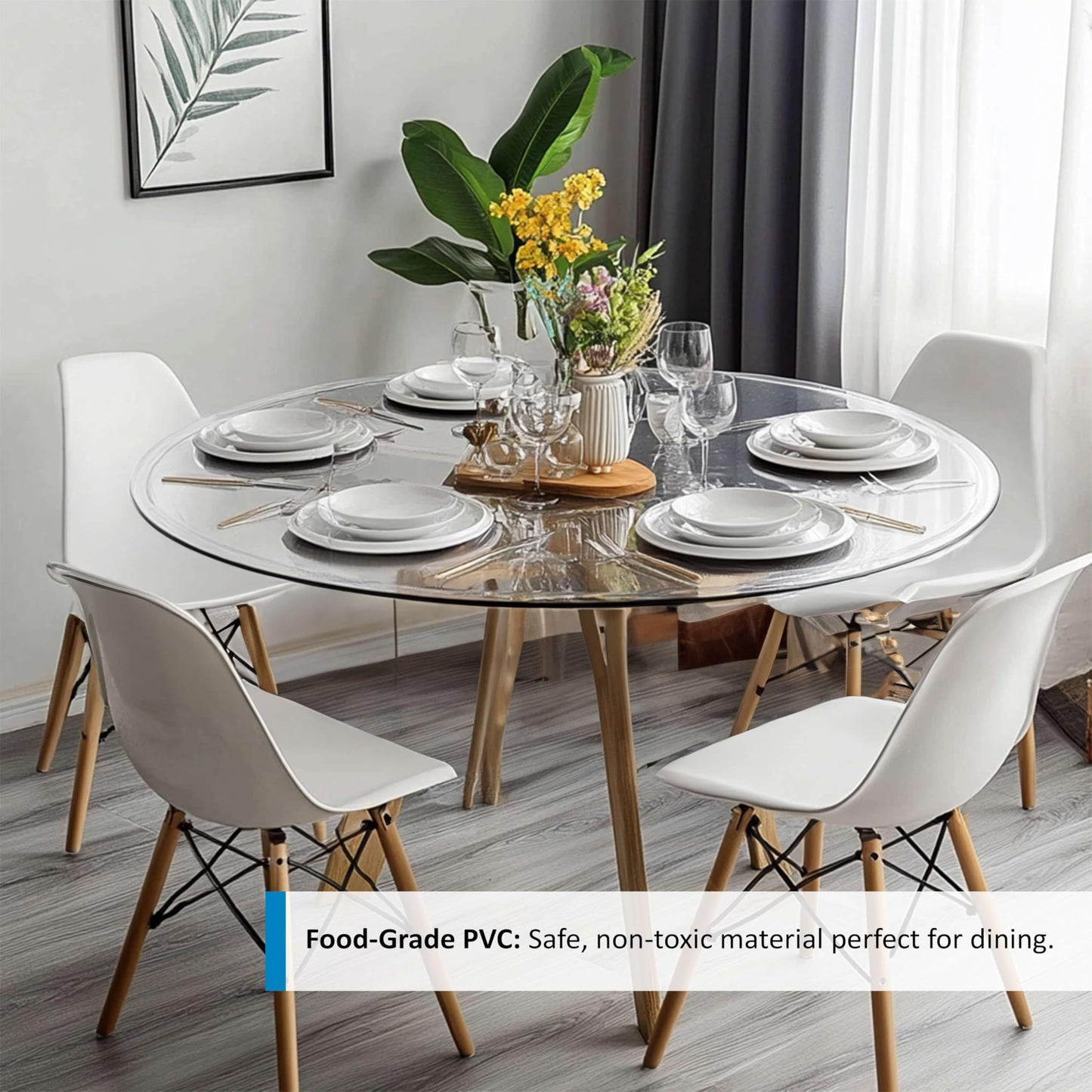 Round Clear PVC Table Protector, Heat Resistant & Waterproof, Clear (Round 60cm)