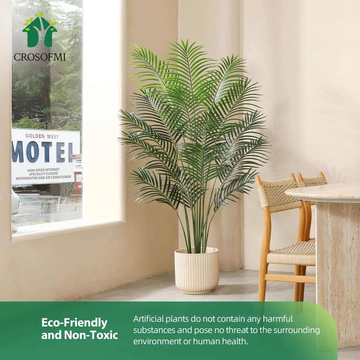 CROSOFMI Artificial Plants Areca Palm 150cm Fake Tropical Tree Faux Plants for Indoors and Outdoors Artificial Foliage and Plastic Pot for Party