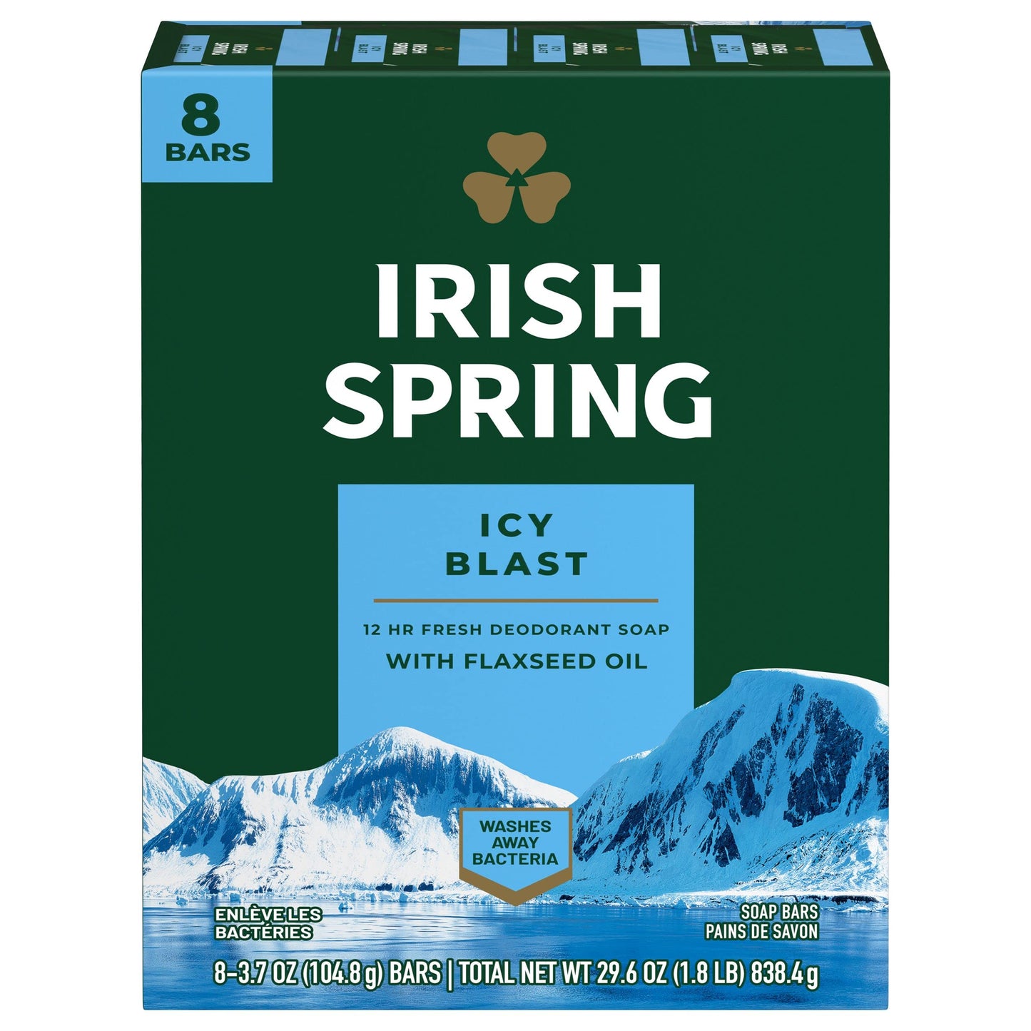 Irish Spring Icyblast Cool Refreshment Deodorant Soap Unisex Soap, 8 Count