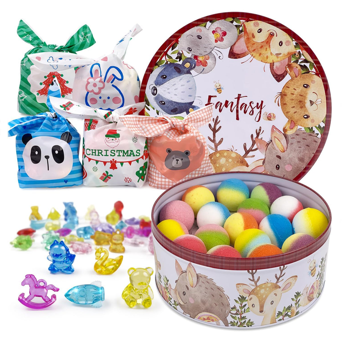 Bath Bombs with Crystal Toys Inside for Kids, 34PCS Organic Surprise Bath Bomb Gift Set for Christmas, Birthday, Easter, Natural Fizzy Bath Home Spa,