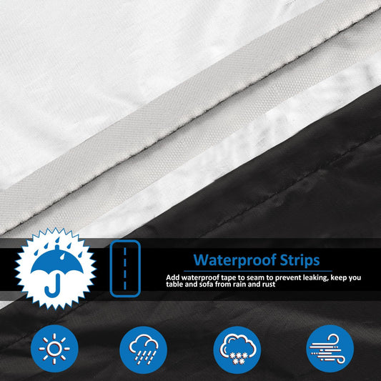 Wanocean Garden Furniture set Covers, Outdoor Patio Furniture Cover Waterproof 420D Oxford Anti-UV Tear-Resistant Rectangular Rattan Furniture Covers