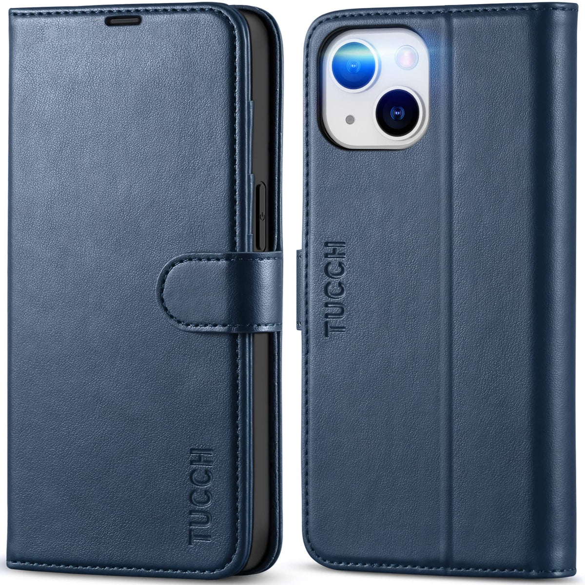 TUCCH Wallet Case for iPhone 14 (6.1") 2022 5G, PU Leather Case with RFID Blocking Card Slots Kickstand[Shockproof TPU], Magnetic Protective Book Flip