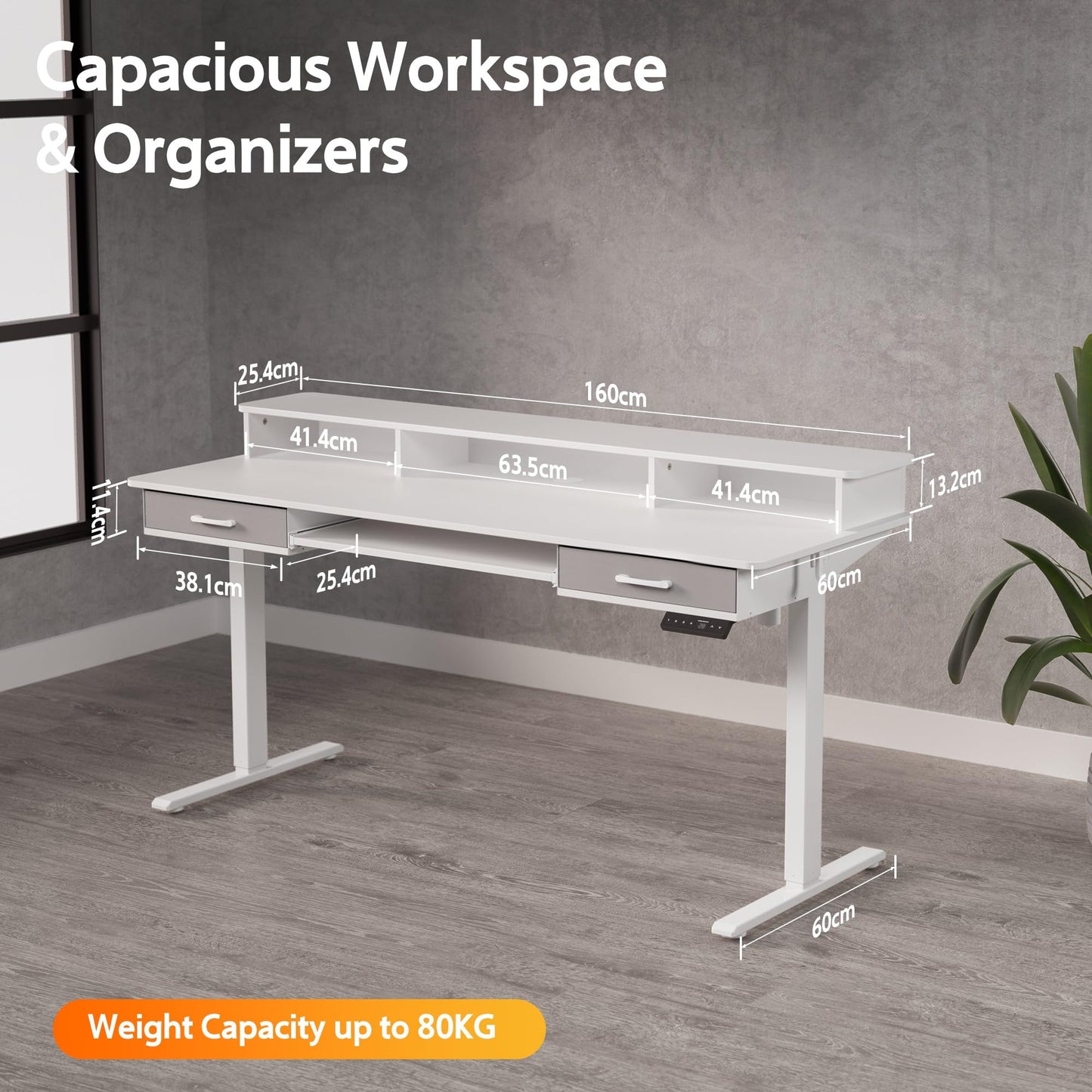 WALKINGDESK Electric Standing Desk with Keyboard Tray, 160 x 60 cm