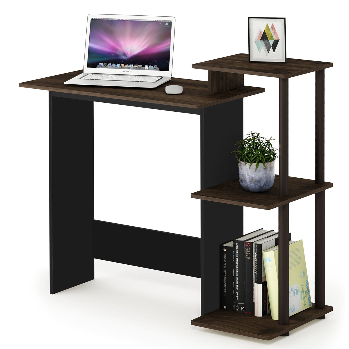 Furinno Efficient Home Laptop Notebook Computer Desk, Study Desk, Writing Desk, Columbia Walnut/Brown