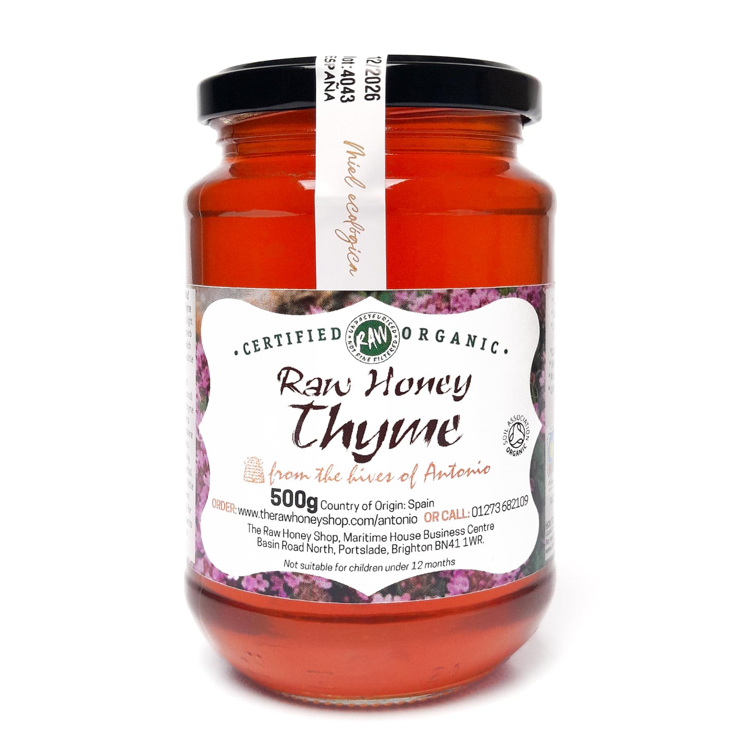 Antonio's RAW CERTIFIED THYME HONEY, 500g - Pure Wilderness Honey, Unpasteurised, Single Origin - The Raw Honey Shop