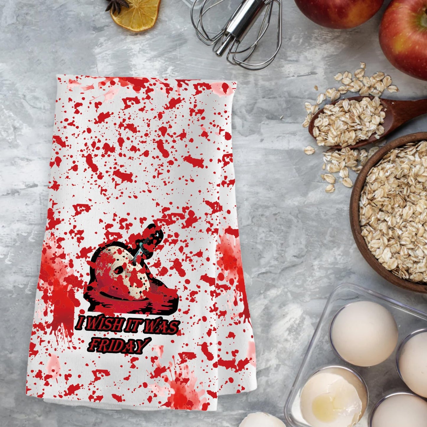 Jason Mask Kitchen Towel Friday Movie Dish Towel Horror Movie Lover Fan Gift Tea Towel (I WISH IT mj 2)