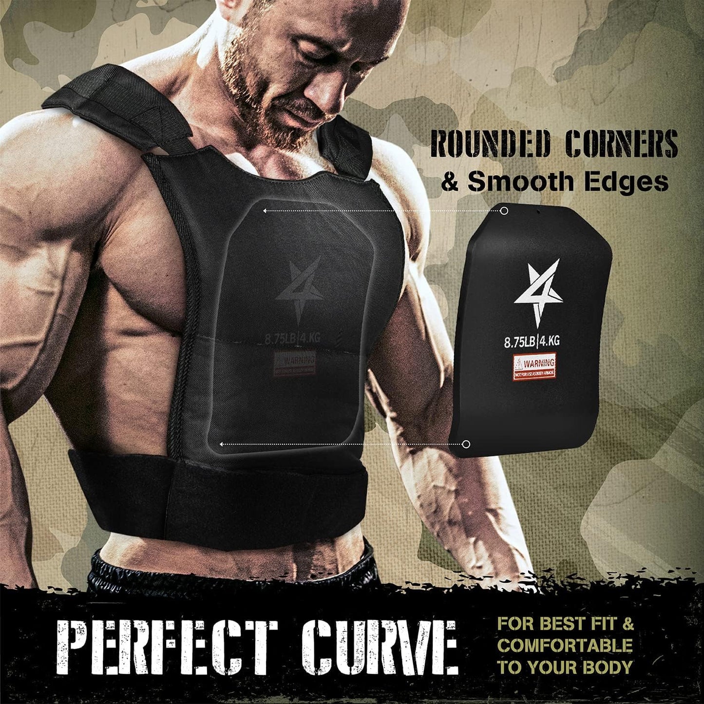 Yes4All S0DZ Ideal Curved Tactical Weight Vest Plates 8.75lb/ Weights Carrier Plate For Body Workout, Intensive Training, Rucking And Cardio, 4 KG -