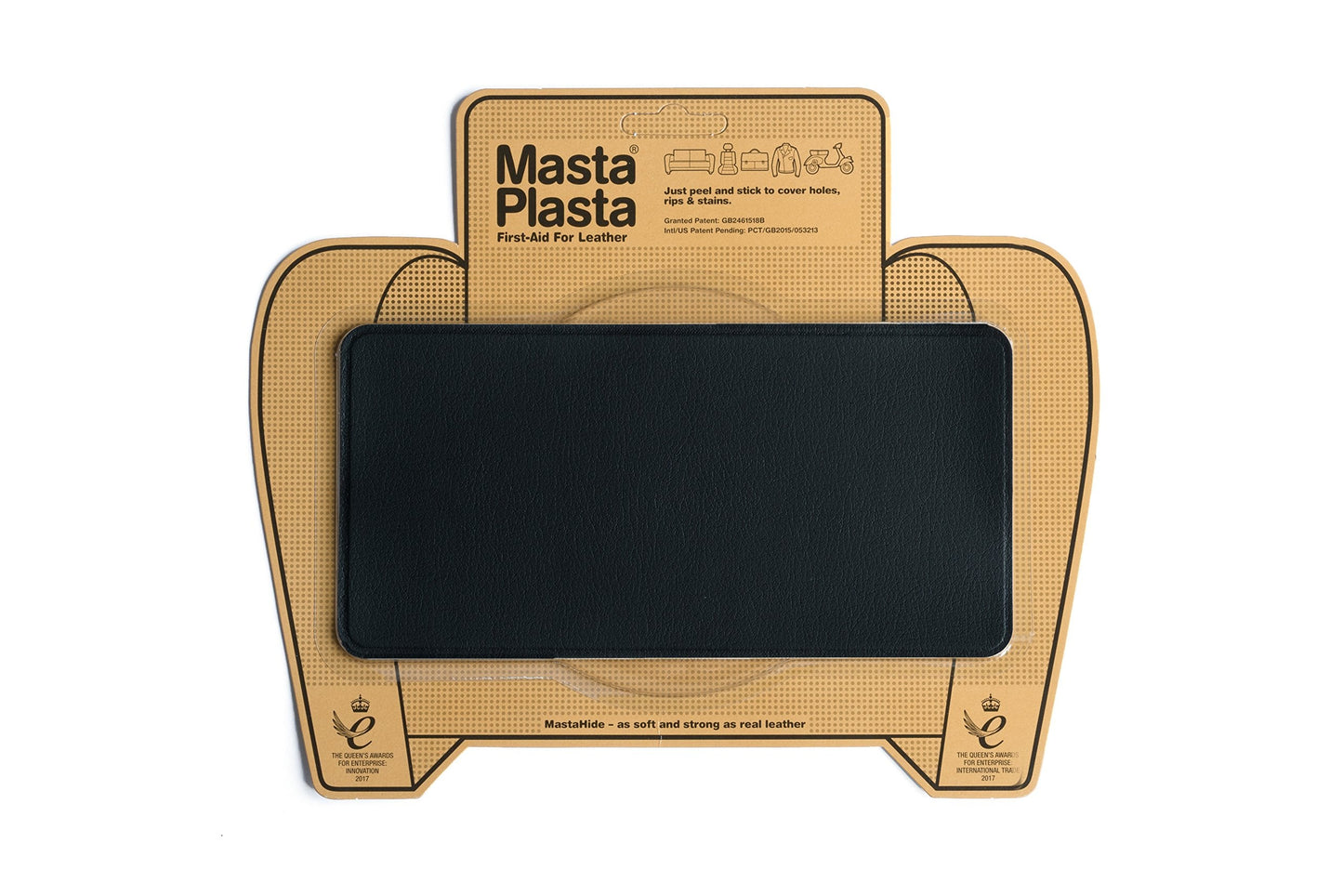 MastaPlasta Self-Adhesive Premium Leather Repair Patch - Black 20cm x 10cm (8in x 4in). Your All-In-One Instant Upholstery-Quality Leather Repair Kit
