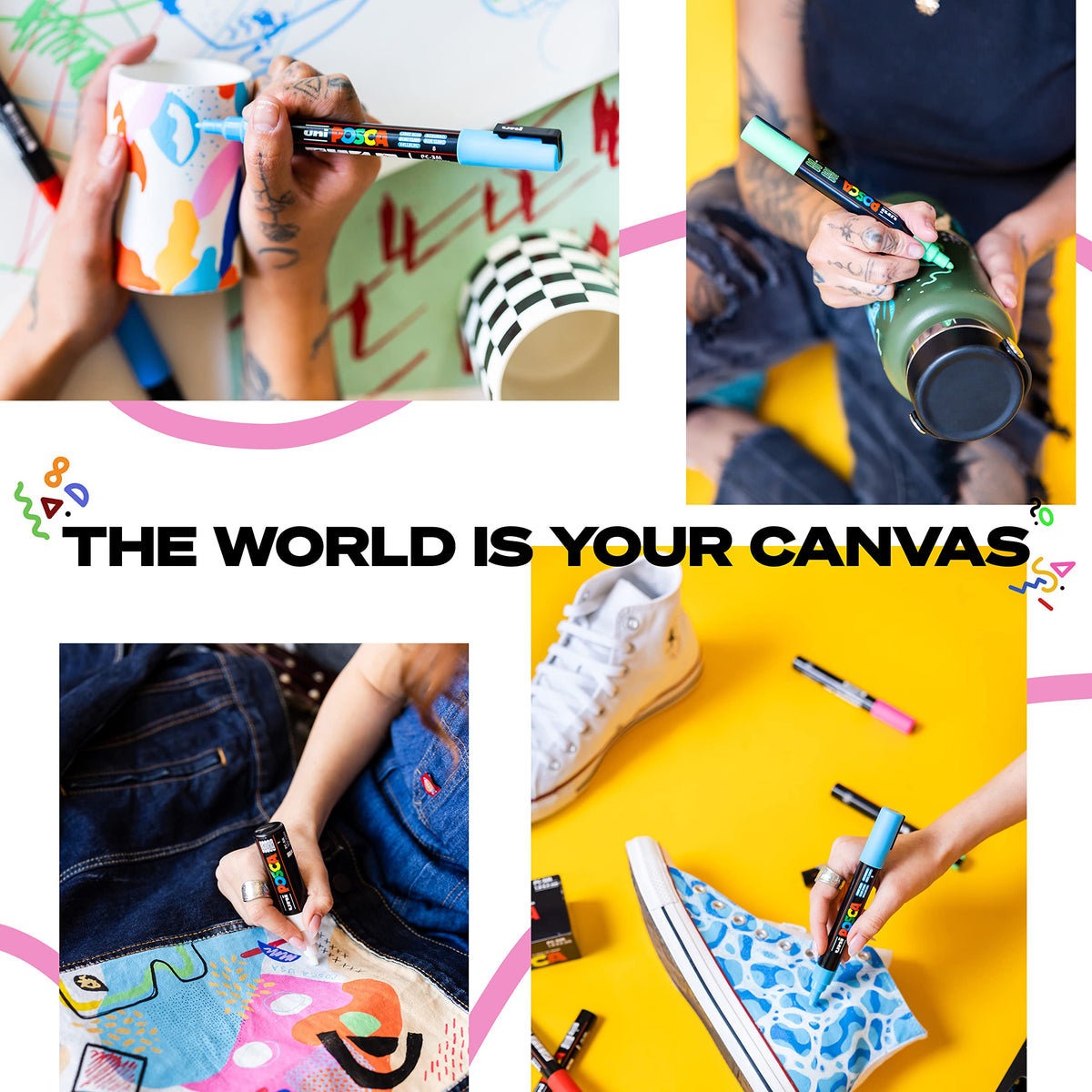 POSCA MOP?R PCM-22 Water Based Permanent Paint Markers. Round Tip for Art & Crafts. Multi Surface Use On Wood Metal Paper Canvas Cardboard Glass