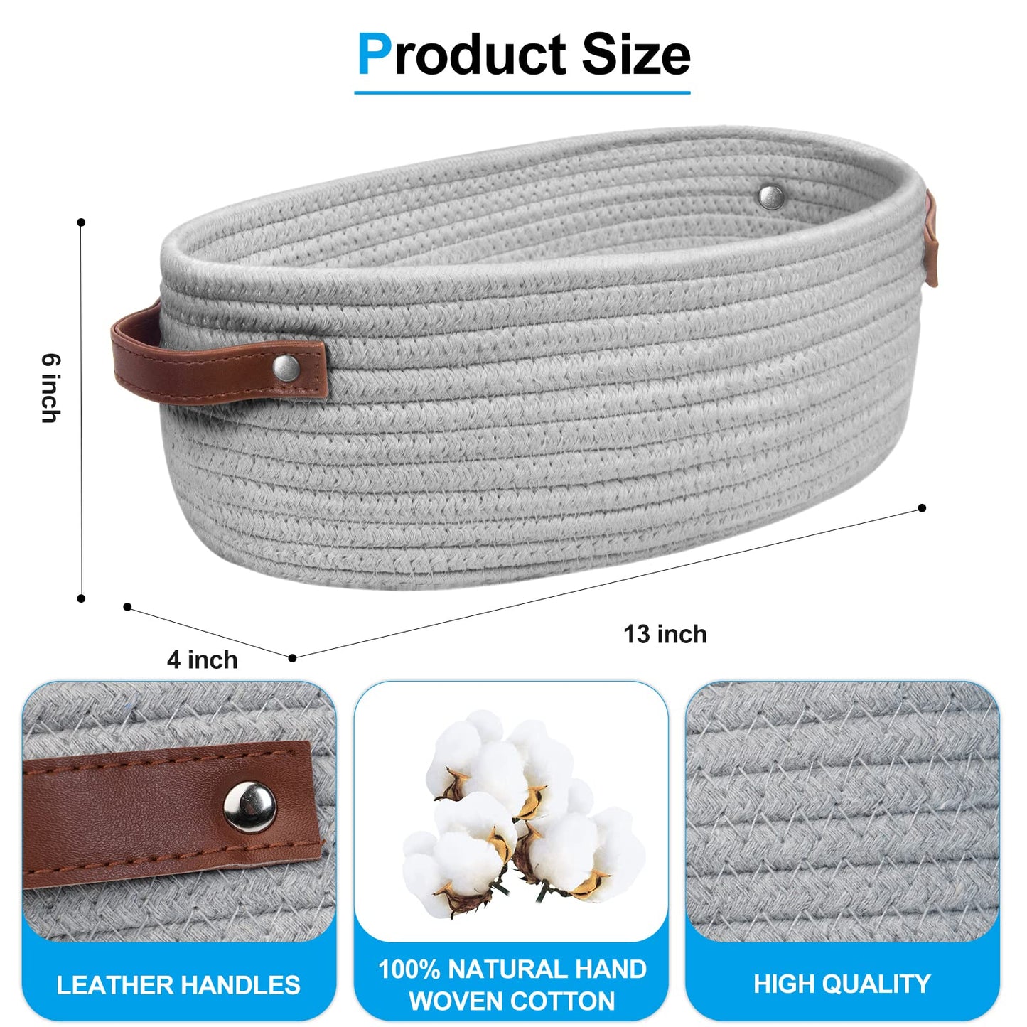 AmapleL Woven Storage Basket with Handles for Toilet Tank Top, Bathroom Storage Organizer Basket Bin Toilet Paper