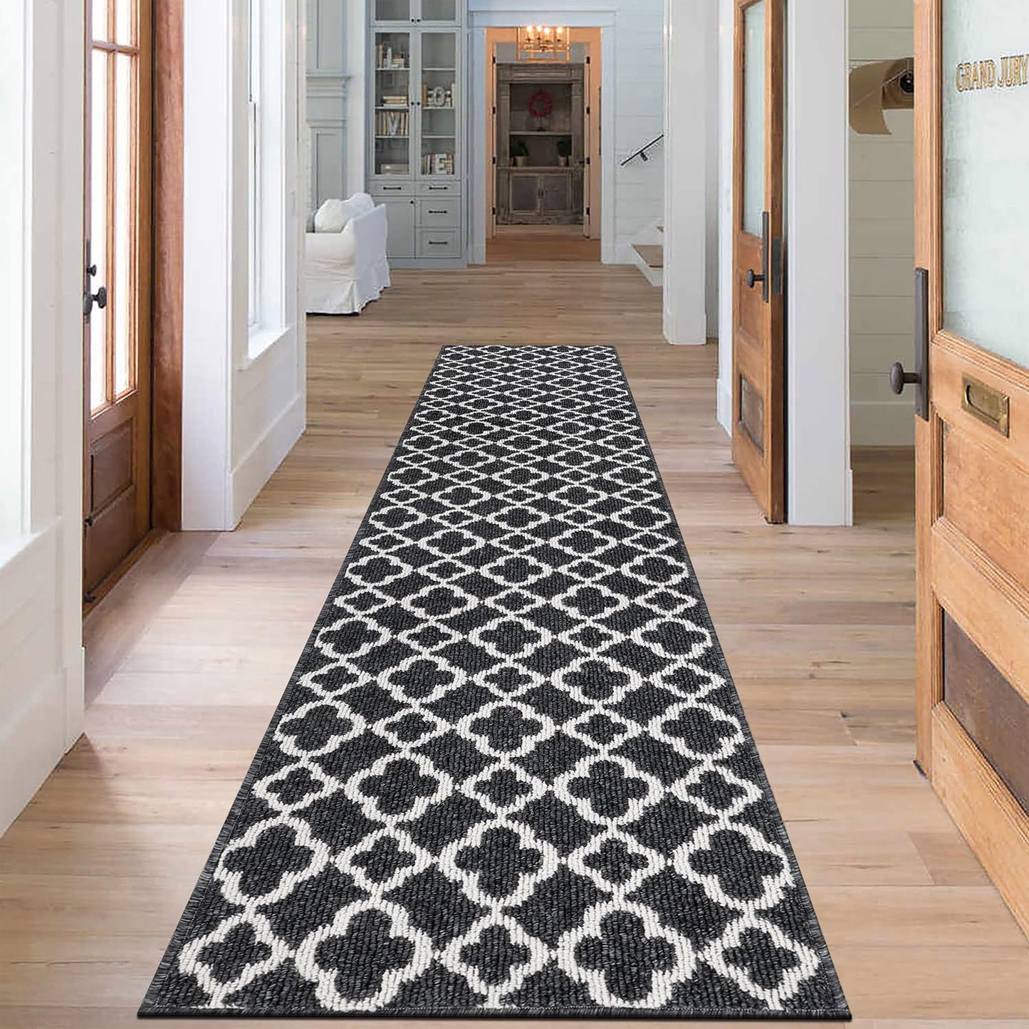 SHACOS Extra Long Hallway Runner Rug 60 x 240 cm Non Slip Carpet Runner Rug Black Hallway Runner Long Narrow Rug Washable Runner Rug for Hallway,