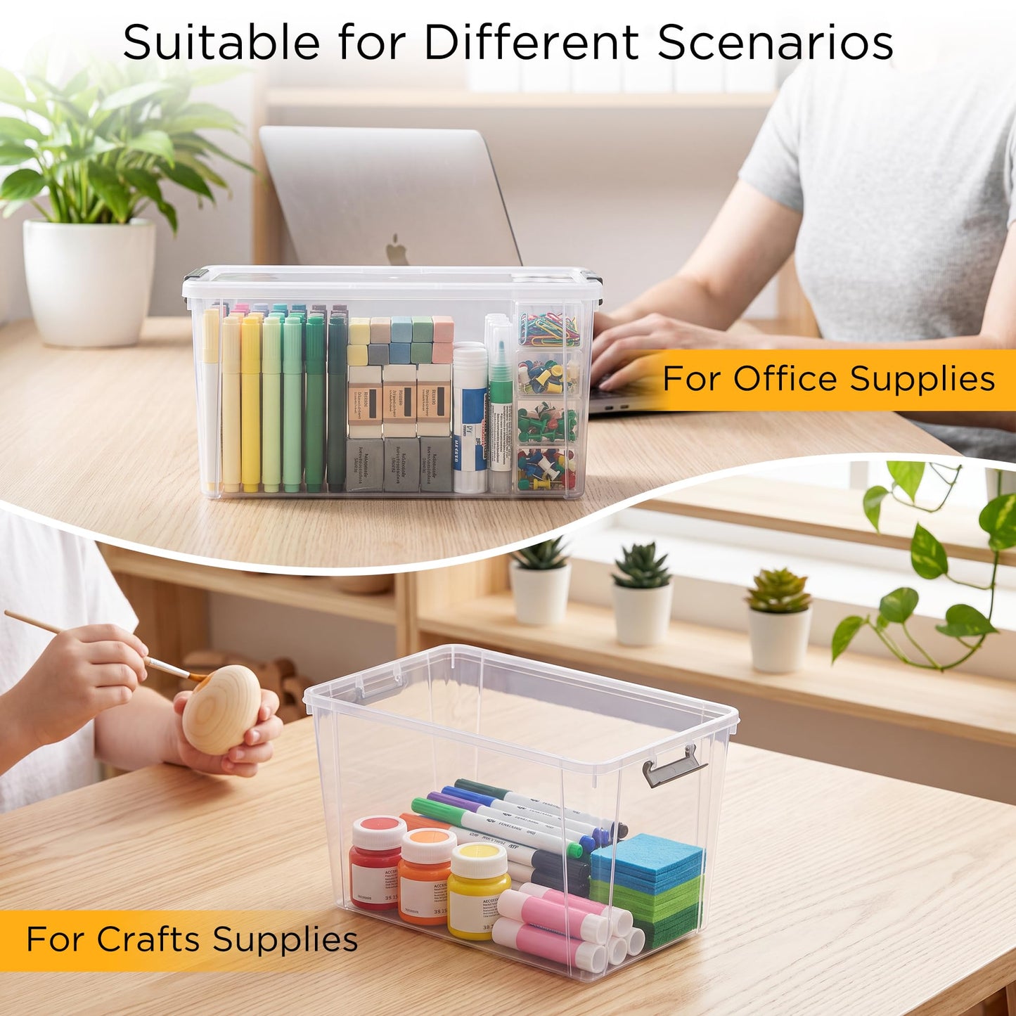 Citylife 6Packs 6.5L Plastic Storage Boxes with Lids, Clear Stackable Storage Box with Handle, Collection Boxes for Organizing Toys, Snacks, Tools
