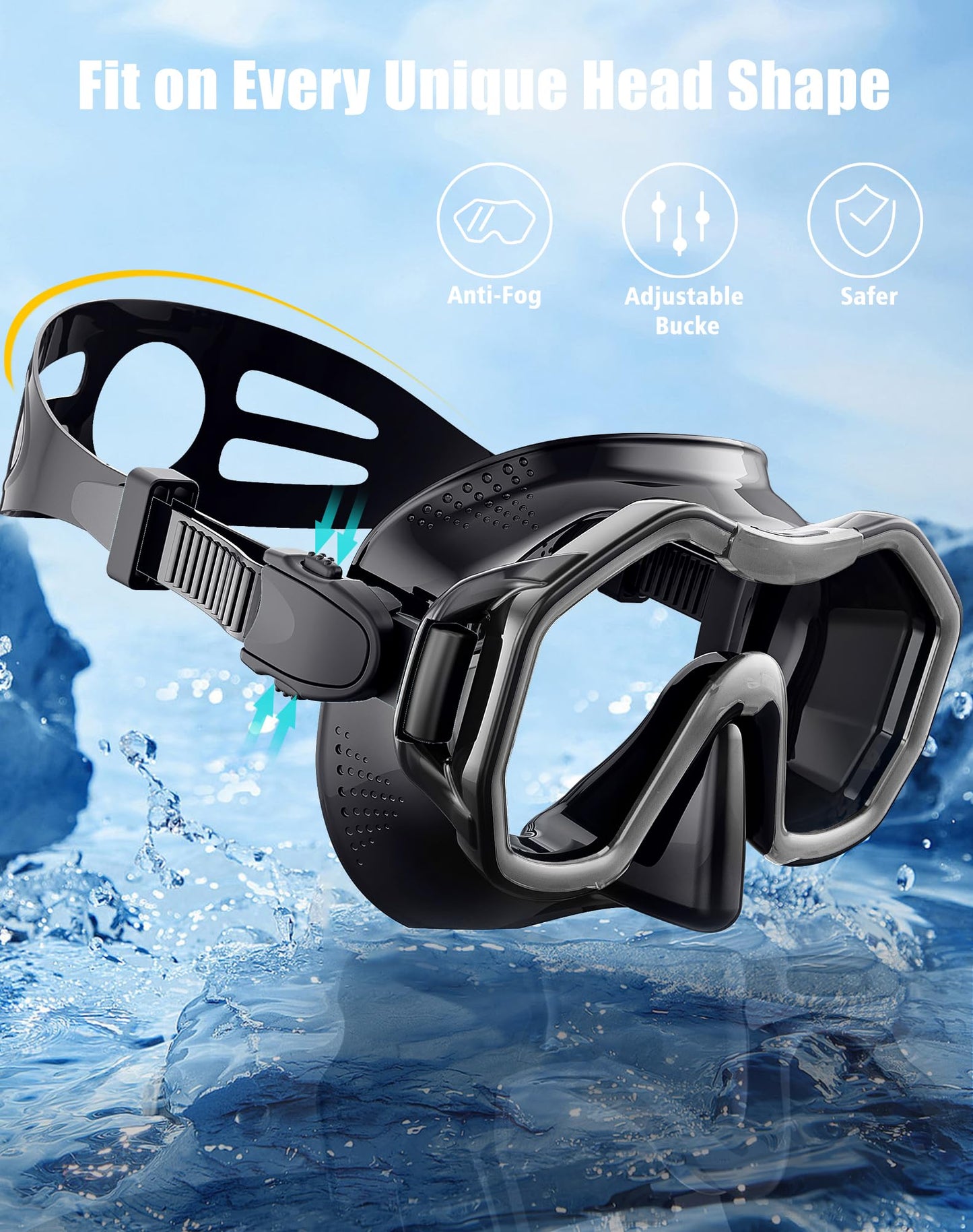 Lealinga Snorkel Set Adults 2Pack, Snorkel Mask Anti-Fog Panoramic View Diving Mask Dry Top Snorkel Kit with Travel Bag Diving Set for Snorkeling