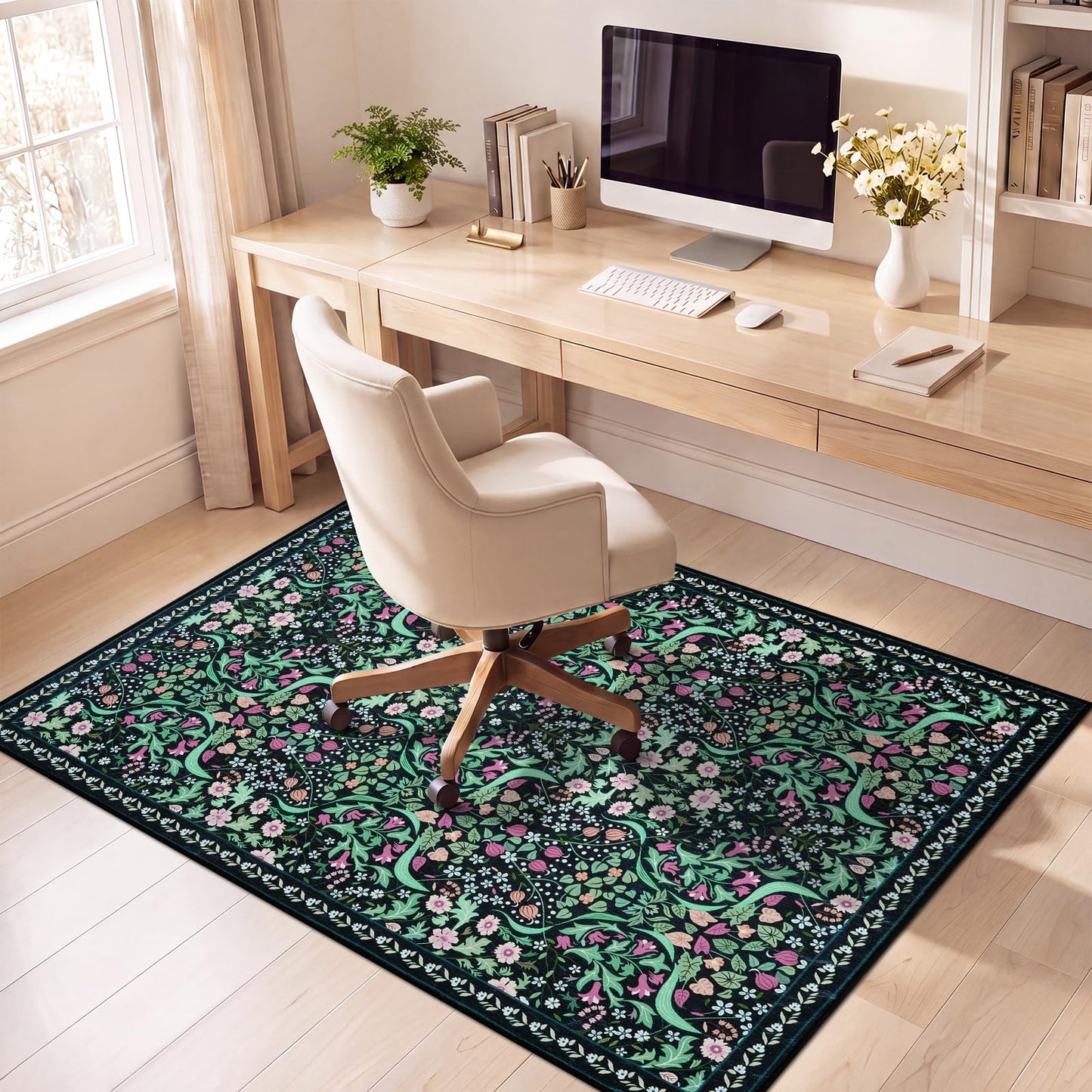 Famibay Office Chair Mat for Hardwood Floor 90x120cm Pink Chair Floor Protection Mat Non Slip Computer Desk Chair Mat for Hard Floor Rubber Mats for