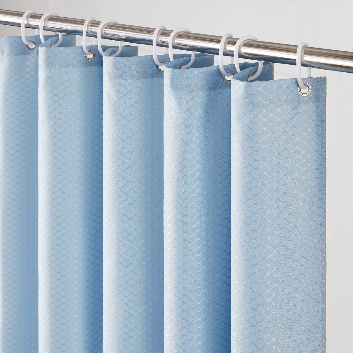 Furlinic Grey Blue Shower Curtain Mould Proof Resistantand Waterproof Bath Curtains 180x180cm Waffle Polyester Fabric Washable for Bathroom with Hooks