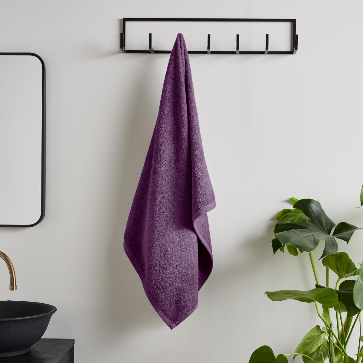 Catherine Lansfield Quick Dry Cotton 90x140 cm Bath Sheet Plum