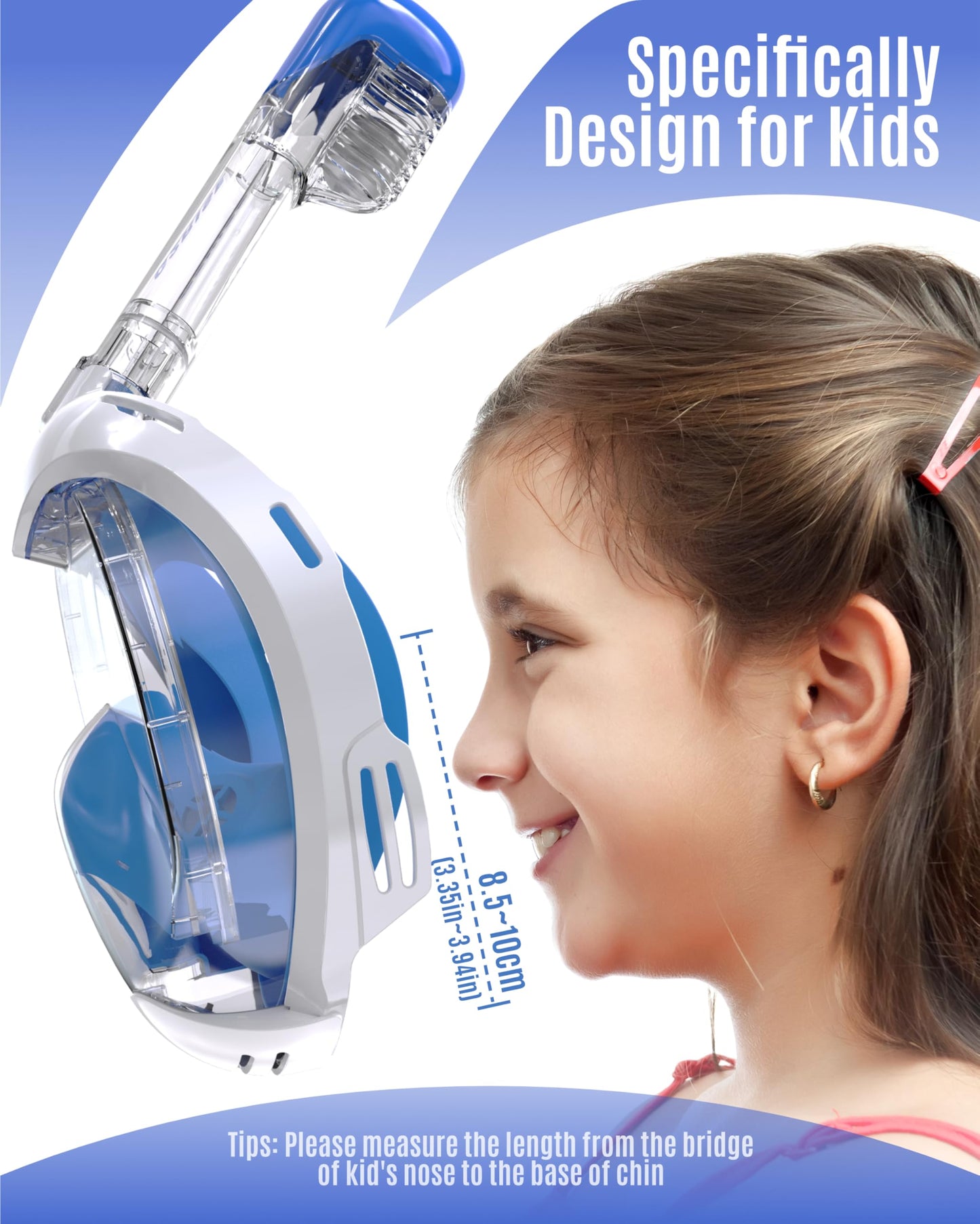 G2RISE Full Face Snorkel Mask Kids Snorkeling Set, 180 Degree Panoramic View, Anti-Fog & Anti-Leak Dry Top Snorkel Set for kids 3-82 Pack