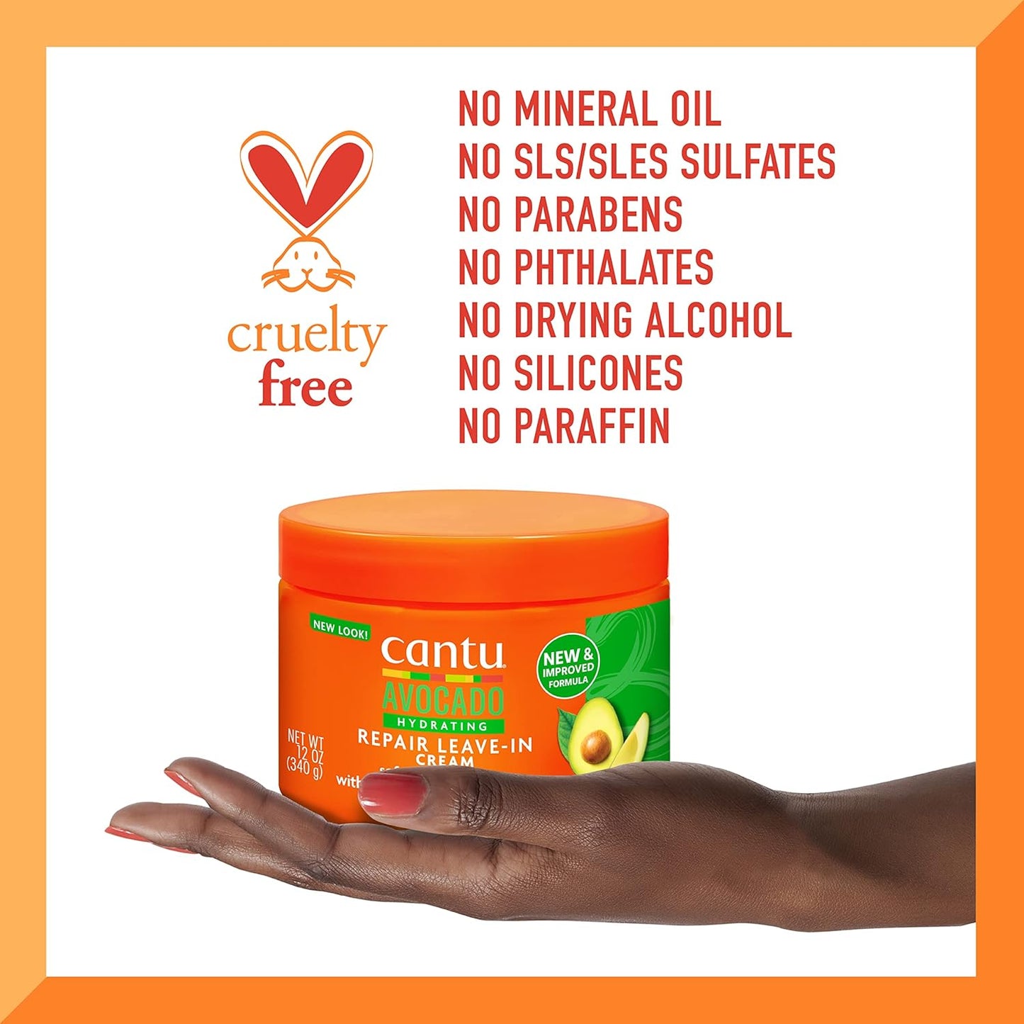 Cantu Avocado Leave-In Cream 12 oz / 340 gm - For Damaged, Dry & Curly Hair