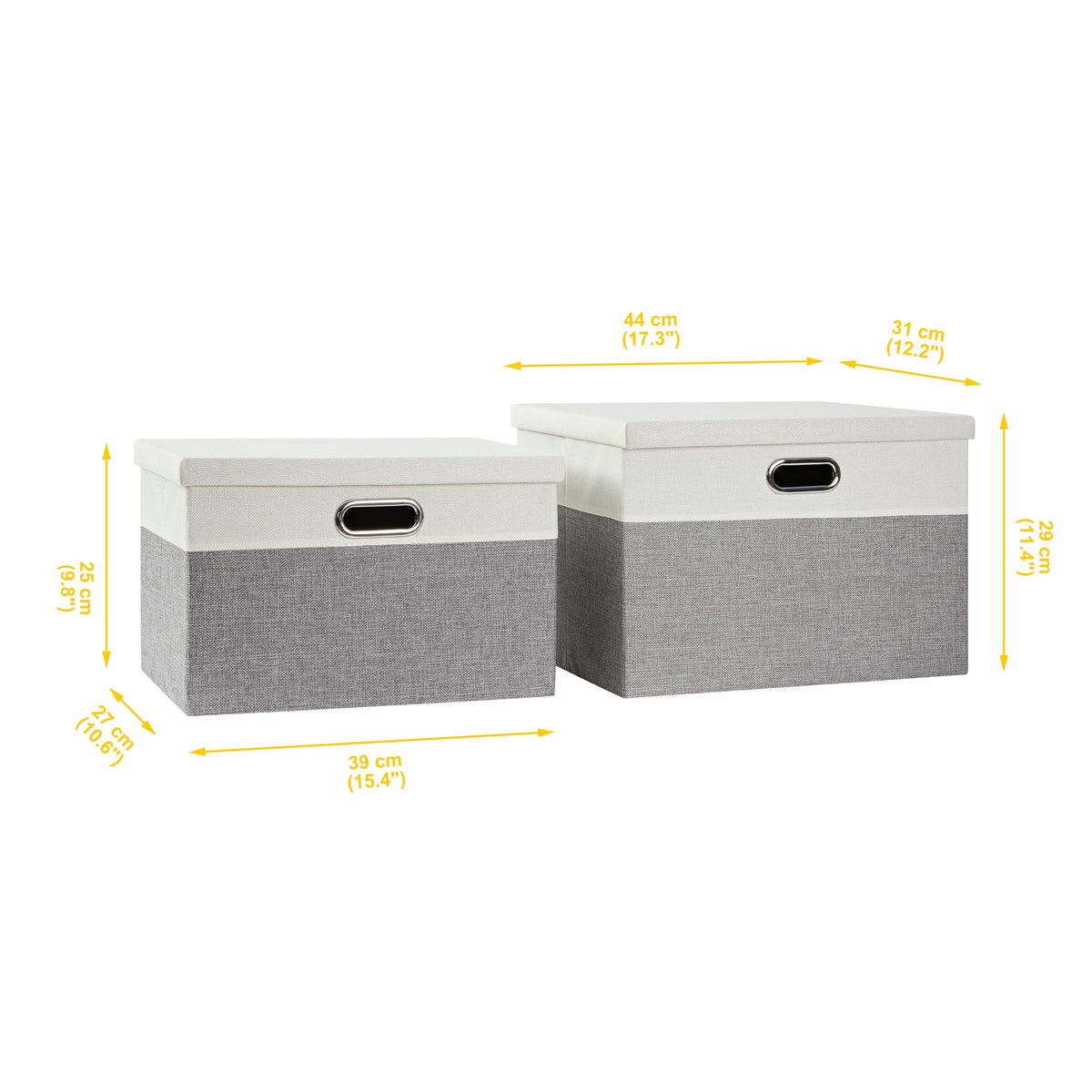 AlphaHome Storage Boxes with Lids, Glaucous Grey and White(2 Pack, Large)