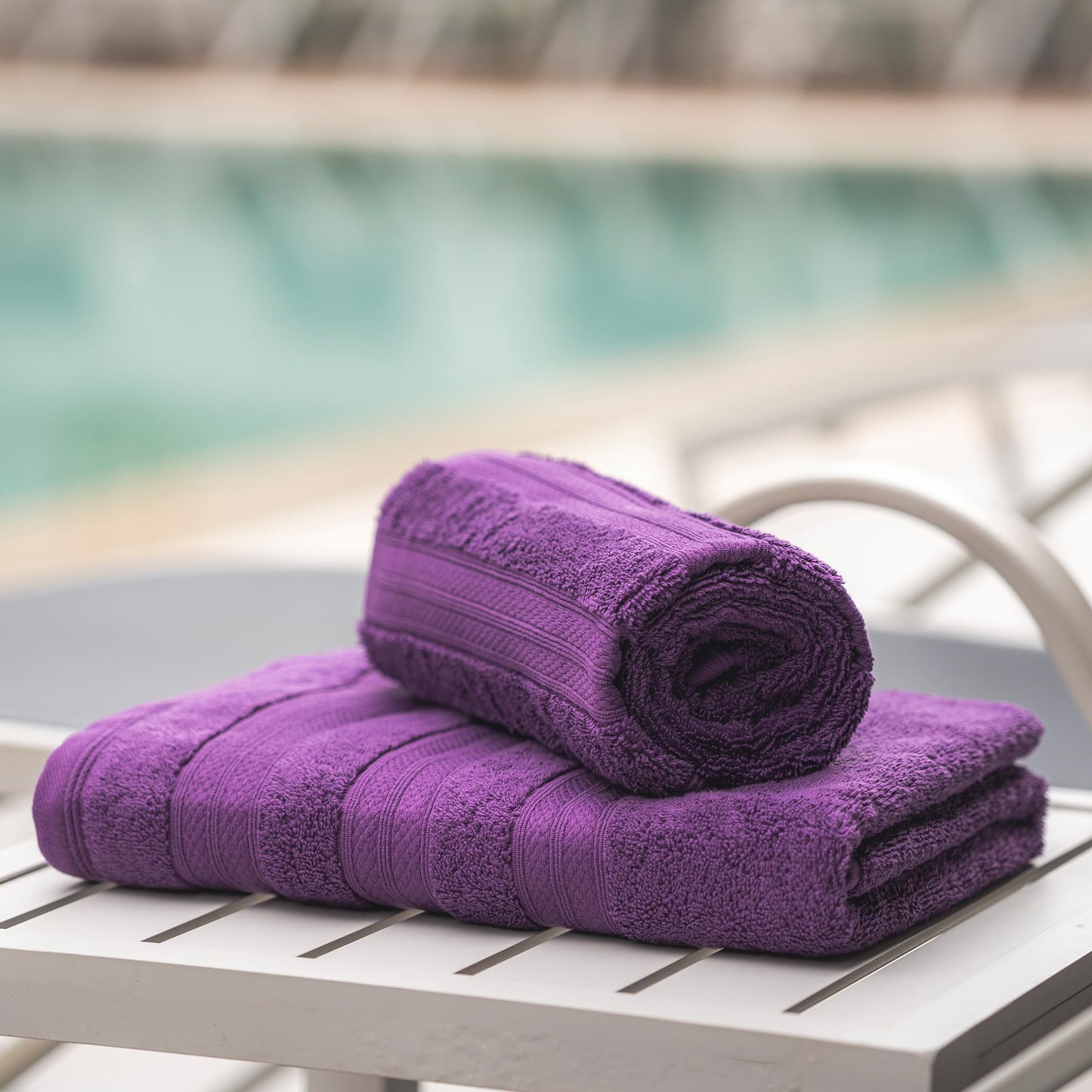 MELLUVA Bath Towels Set of 2 | 100% Turkish Cotton | 70 x 125 cm | Soft and Absorbent 600 GSM | Quick Dry Bathroom Shower Towels | Plum
