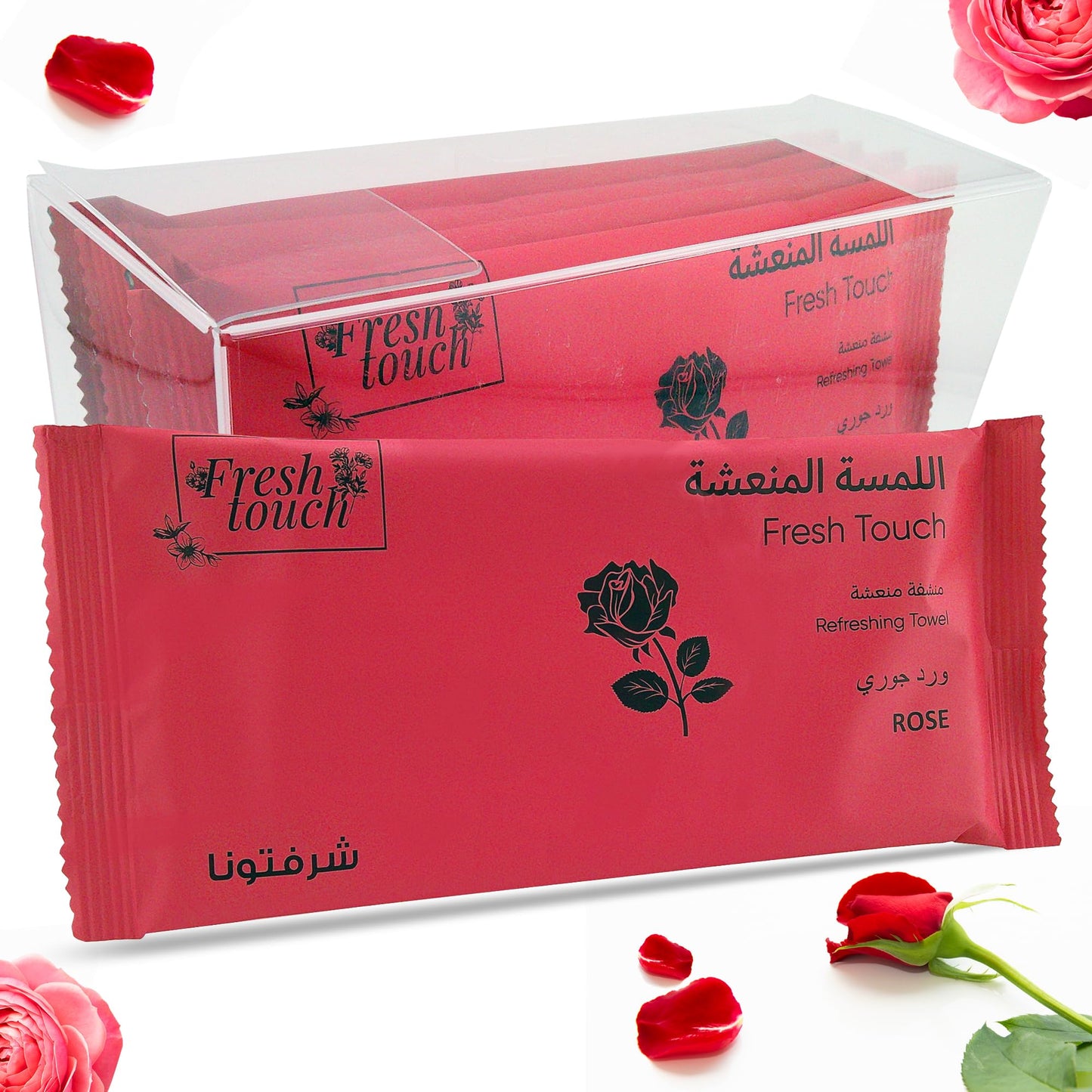 G4GADGET Luxury Disposable Refreshing Towel Wipes 6 Pack - Rose Scent | 25cm x 25cm Towels for Hands & Face | Hot & Cold Use | Ideal for Travel