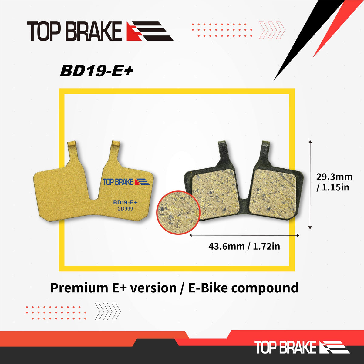 TOP BRAKE BD19-E+ 2 Pairs Disc Bike Brake Pads for MAGURA 4 Piston MT5/ MT7/ MT5e/MT7