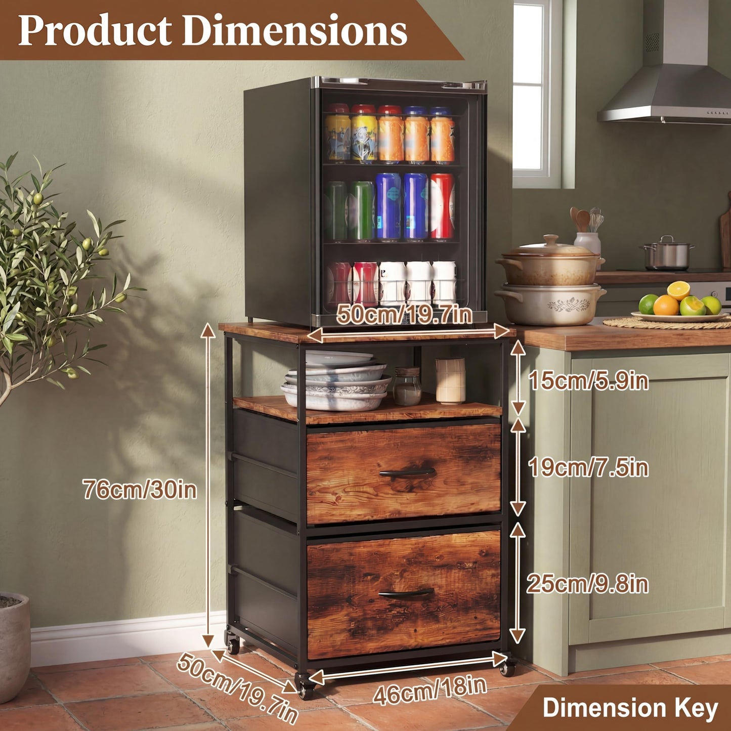 Turosur Mini Fridge Stand with Storage& Wheels, drinks fridge stand 167KG