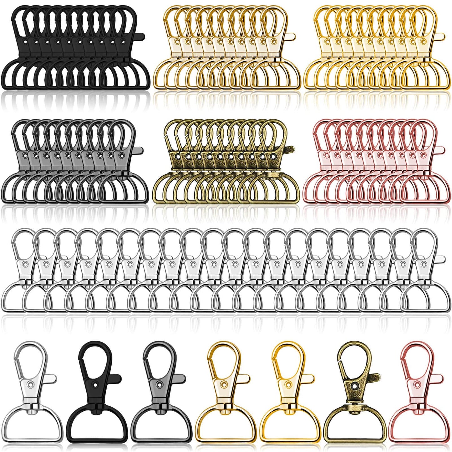 Swivel Clasp Hooks, Anezus 80Pcs Key Chain Clip Hooks, D Ring Clip Lanyard Hardware for Keychain Making, Lanyard Making, Purse Hardware, DIY Craft (1?