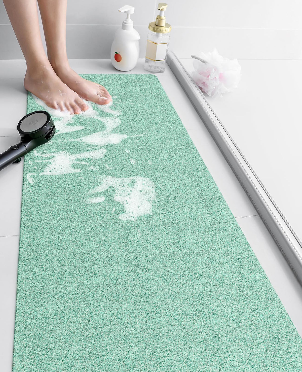 Yolife Loofah Mats for Shower, Non Slip Soft Textured Bath, Bathtub Mat with Drain, Phthalate Free, Quick Drying, Soft Comfort Bathroom Mats for Wet