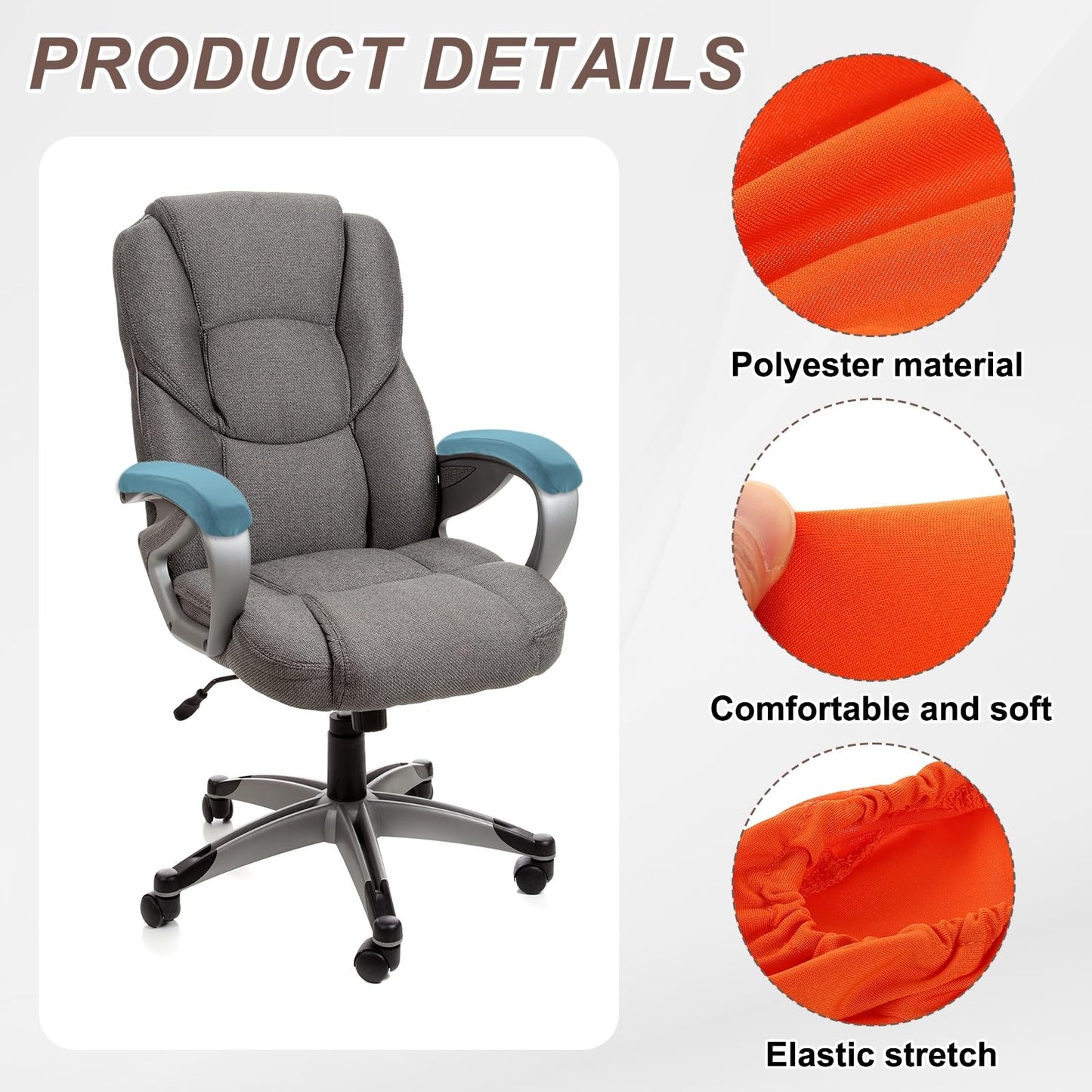 sourcing map Chair Armrest Slipcovers Covers, 32 x 8cm Polyester Removable Seat Hand Rest Protector for Office Chairs Desk Chair(Orange)