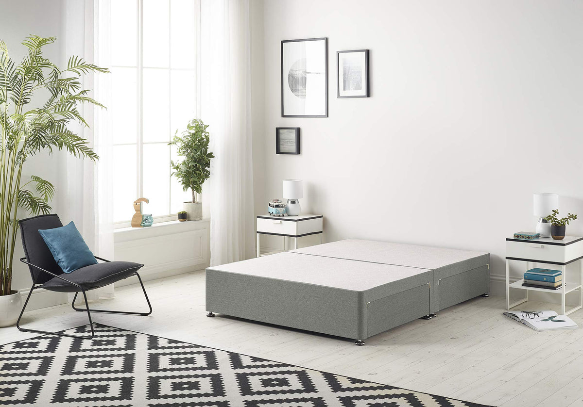 Bed Centre Premier Bed Base with No Drawers and No Headboard - Available in Different Fabrics and Colours (3FT Single, Linen Silver)