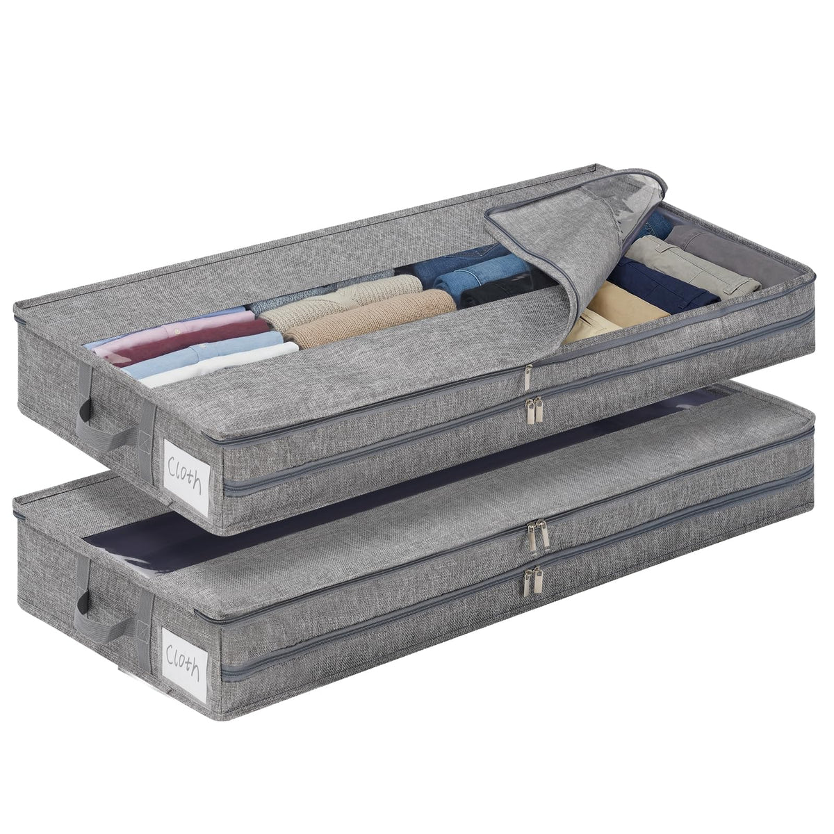 GARPROVM Underbed Storage Boxes, Low Profile Under Bed Storage Box with Lid, 85x40x12cm Storage Bags for Clothes