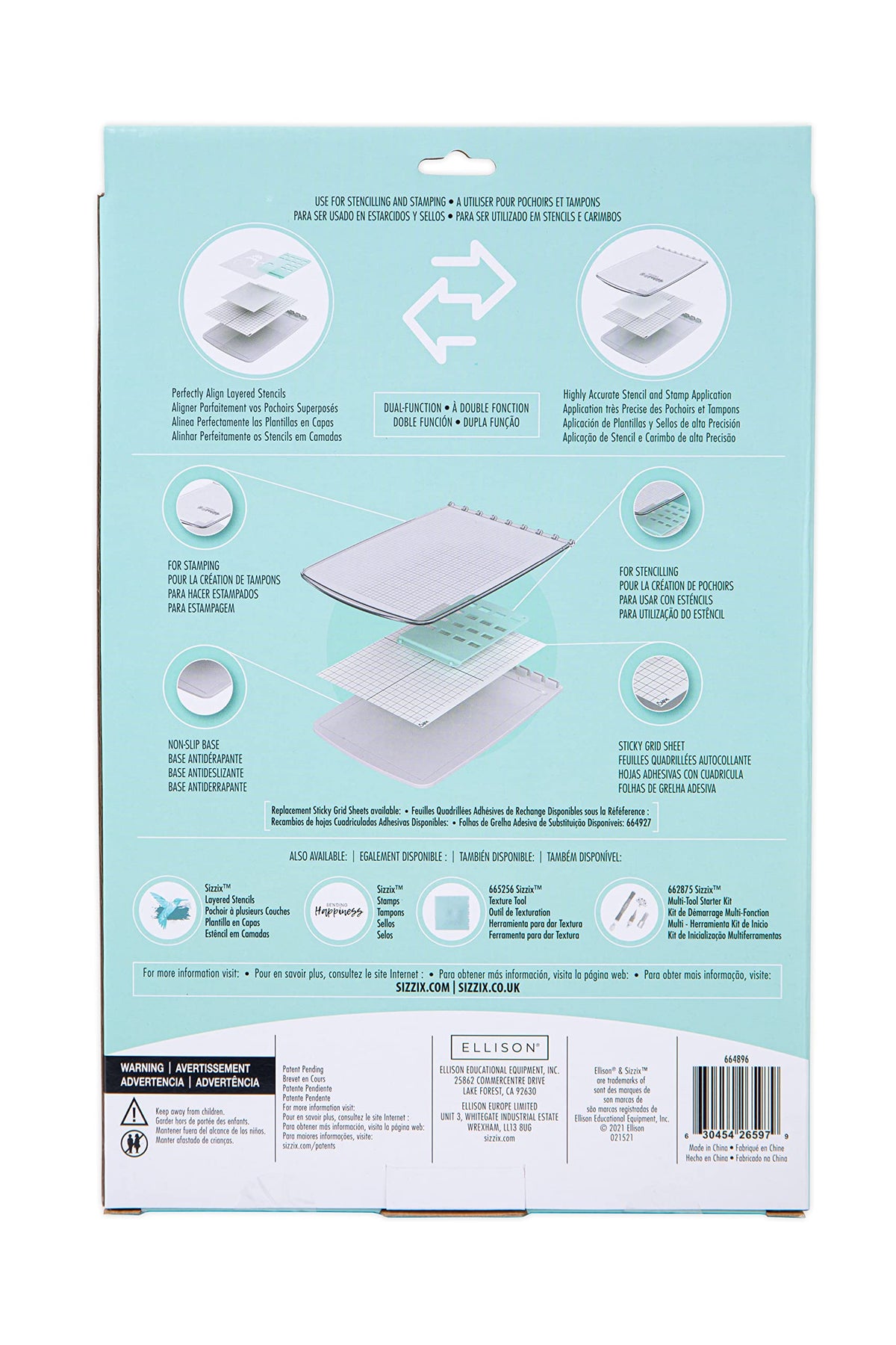 Sizzix Stencil & Stamp Craft Tool for Cardmaking, Mulitcolour, One Size