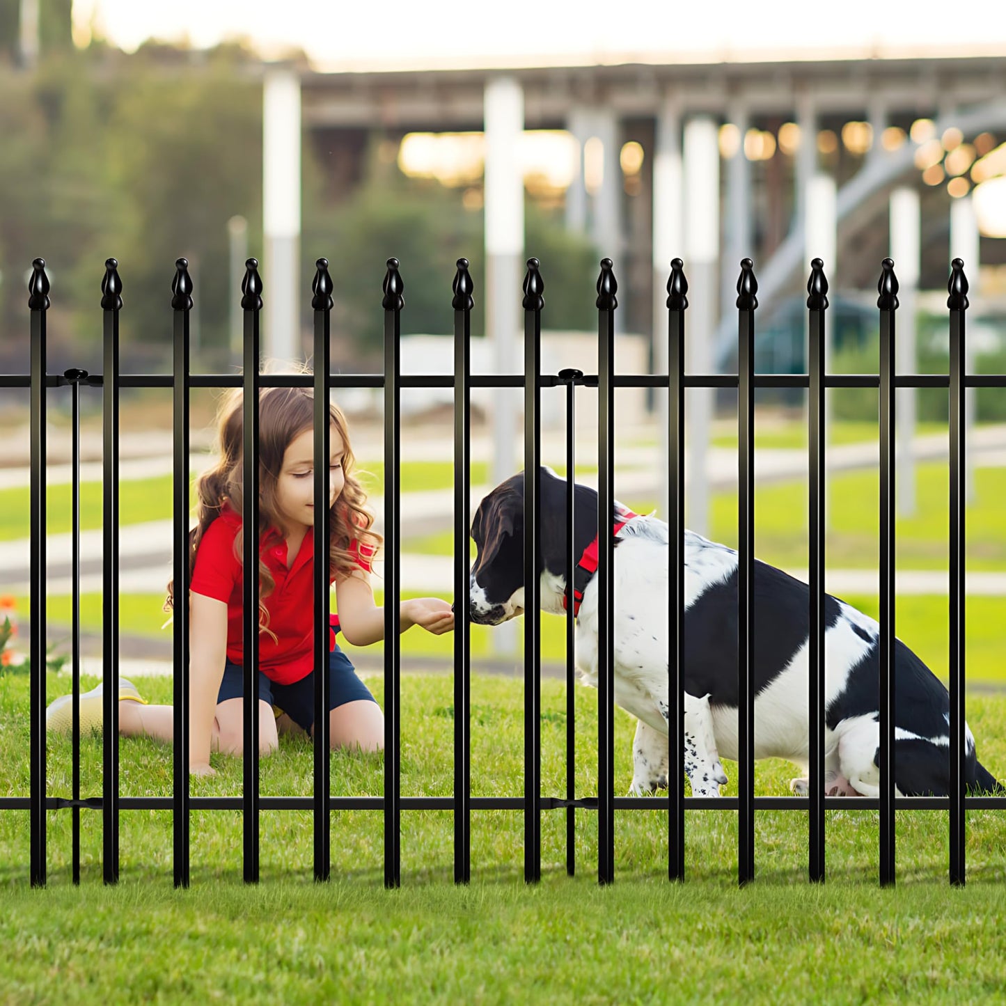 Thealyn Metal Garden Fence Decorative Fence 81cm High x 60cm Wide (5 Panels, Total Length 3m) No Dig Fence Border Fence Dog Fence Landscape Fencing