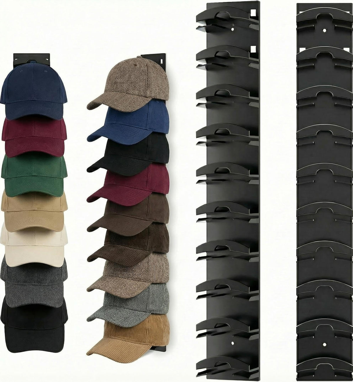 2 Pack Hat Organizer for Baseball Caps - Wall Mounted Cap Storage Rack