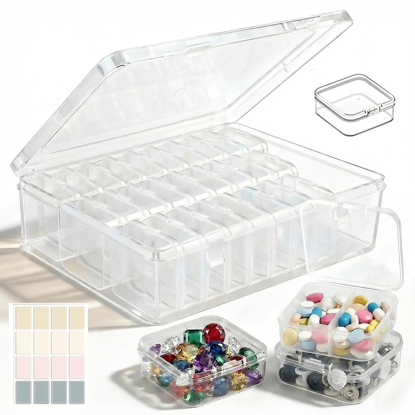 Chesomn 31 Pcs Bead Organiser Storage Box, Small Plastic Organiser Box