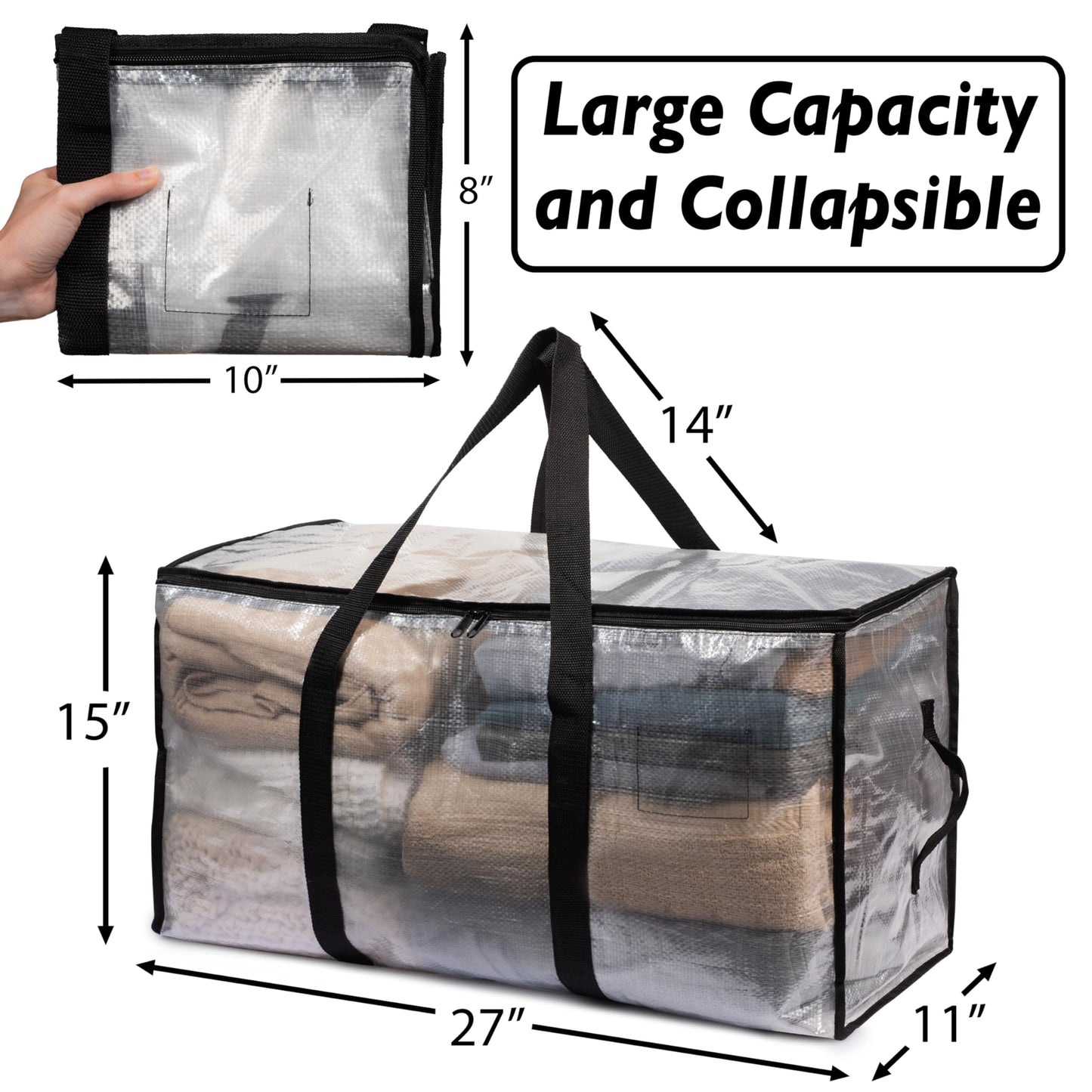 ClearSpace Oversized Moving Bags or Storage Bag  Large Moving Boxes with Backpack Straps, Zippers & Handles  Heavy-Duty Packing Bags for Moving,
