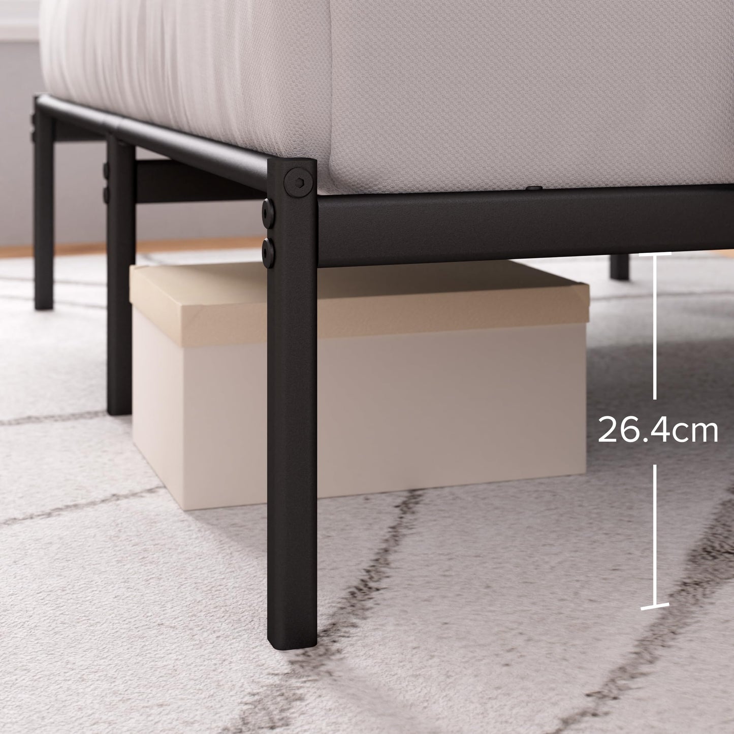 ZINUS Justin Single Bed Frame  Bed 190x90 cm  35cm Height  Metal Bed Frame with Headboard  Platform bed frame with steel slat support  Modern