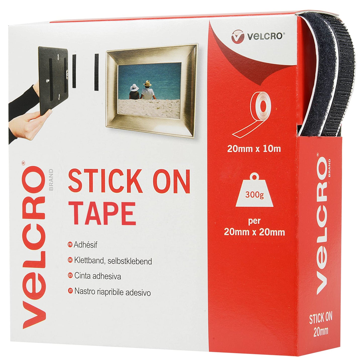 VELCRO Brand, Stick On Tape Cut-to-Length, Strong Hook & Loop Self Adhesive Sticky Tape, Perfect for Room D?cor & Home, Office, Garage Use, Black,